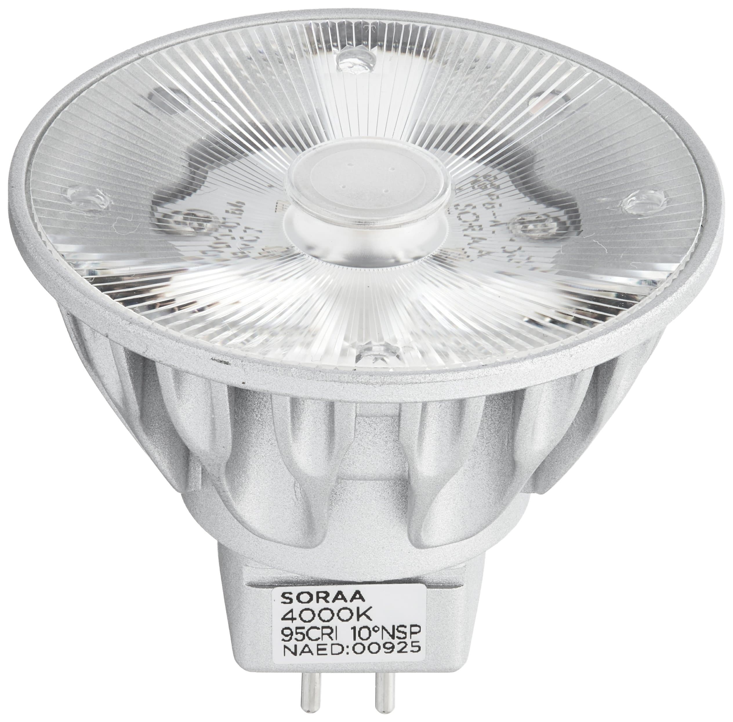 Soraa 00925 – 7.5 Watt – LED – MR16 – 50 Watt Equal – 6290 Candlepower – CRI 95 – 4000 Kelvin – 95 Color Rendering – 10 DEG. Narrow Spot by SORAA