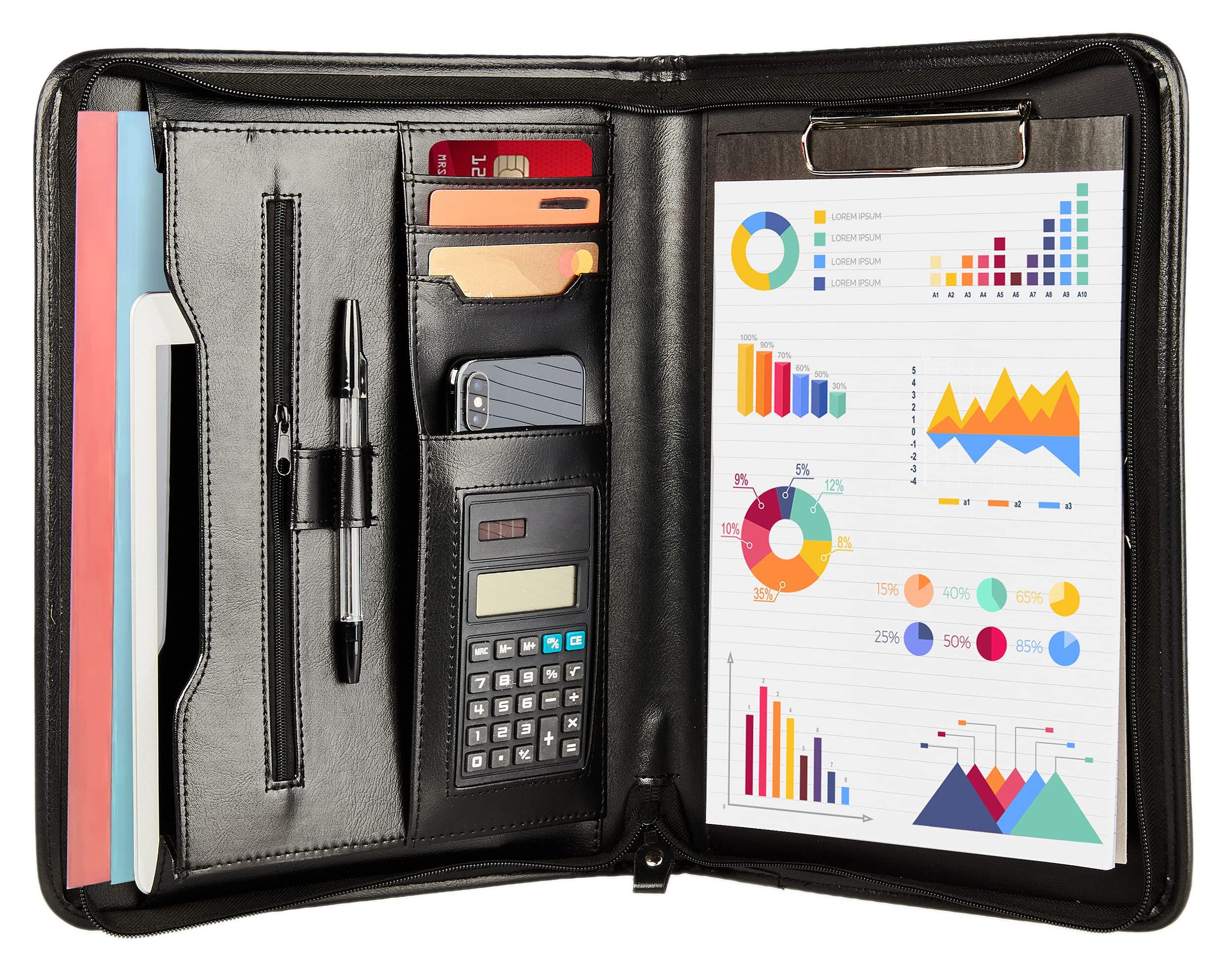 Zipped PU Leather Folio