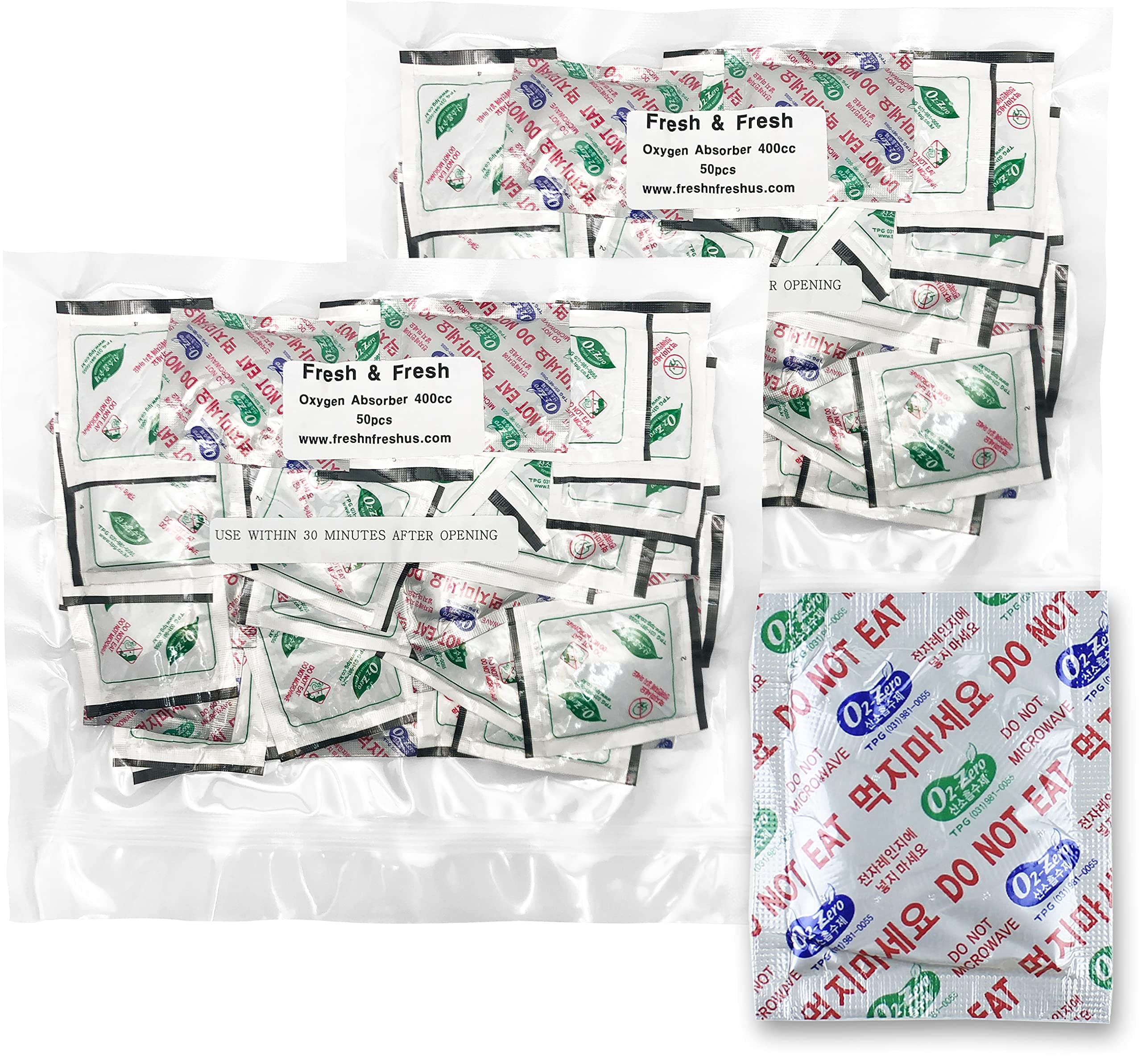 400 CC [100 Packets] Premium Oxygen Absorbers for Food Storage, Oxygen Absorbers (2 Bag of 50 Packets) - ISO 9001 Certified Facility Manufactured