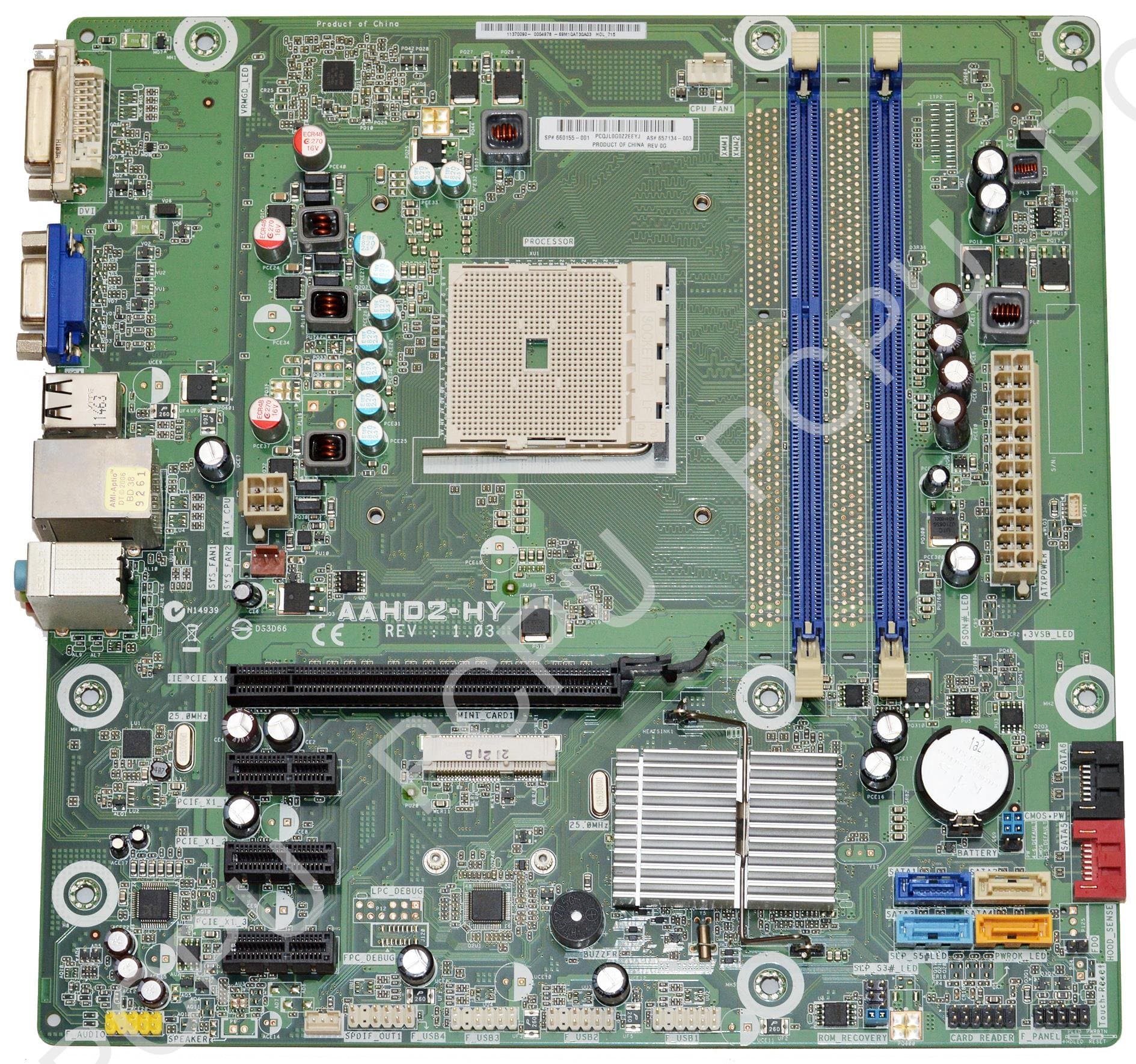 657134-001 HP P6-2000 AMD Desktop Motherboard FM1, 660155-001, 657134-003, Holly, Hudson-D2, AAHD2-HY