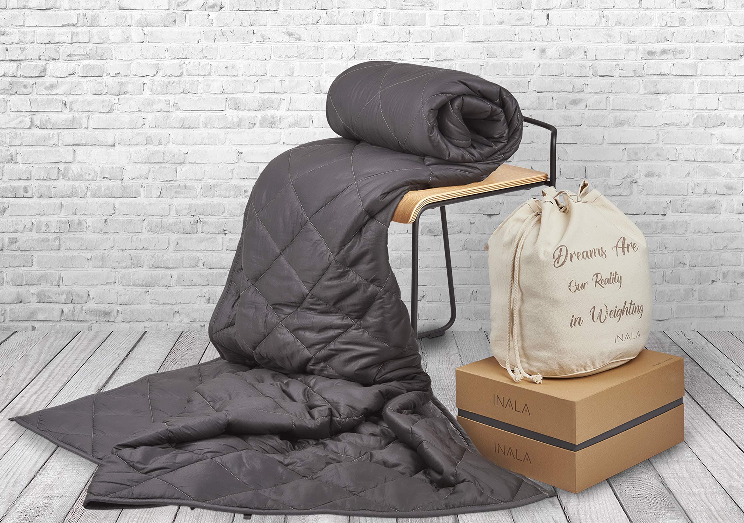 Inala Heavy Blanket for Adults and Kids - 20 lbs, 100% Cotton, Dark Grey - Queen Size Heavy Comforter