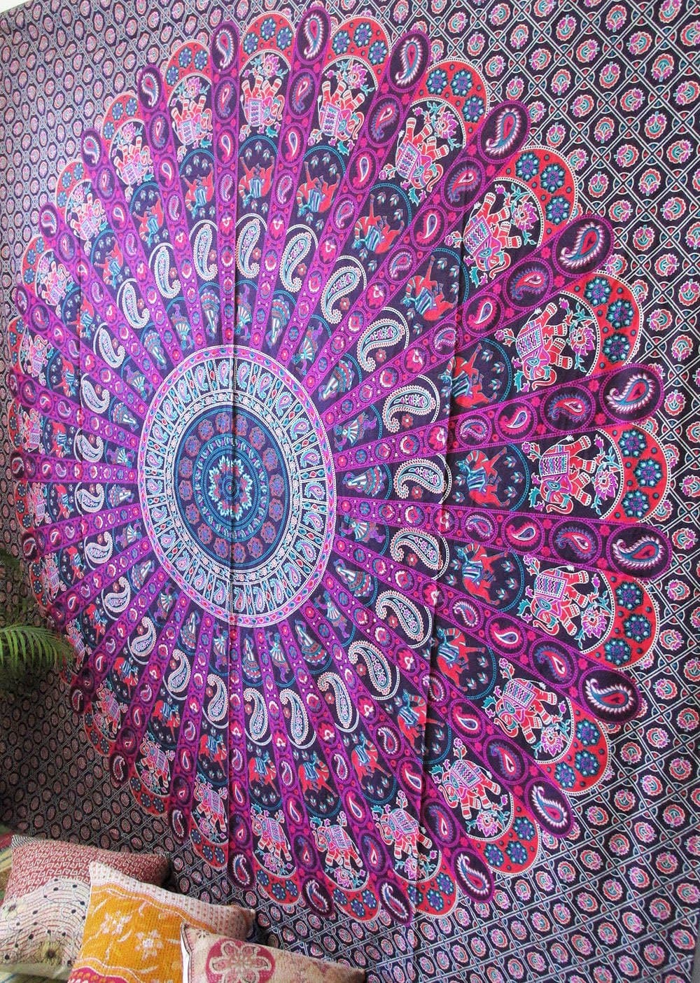 Future Handmade Hippy Indian Large Mandala Queen tapestry wall tapestry hippie tapestry wall hanging Indian psychedelic tapestry mandala beach throw boho tapestries bohemian bedspread Size 220x220 Cms