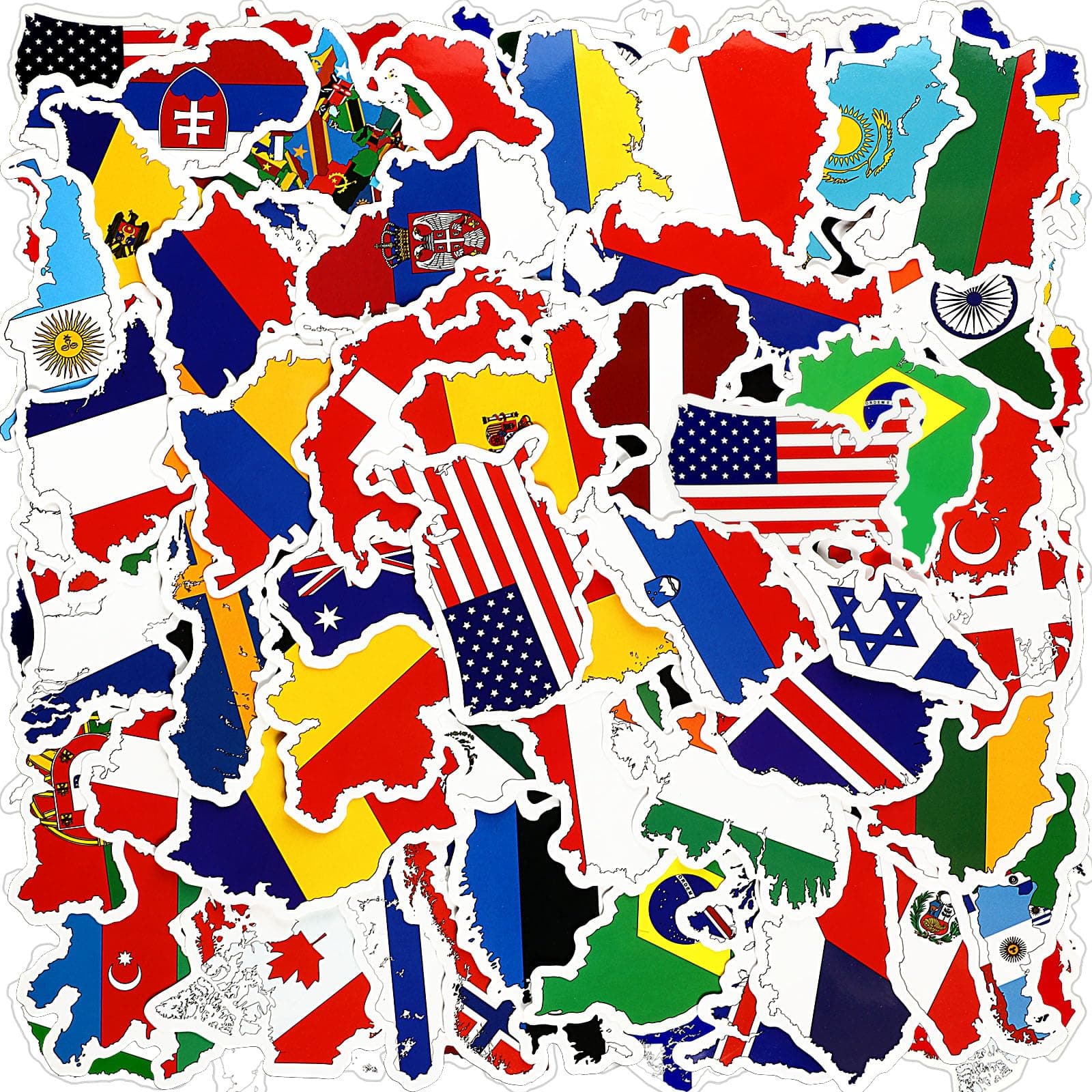 Chinco 100 Pcs Vinyl National Flag Country Map Stickers World Flag Stickers Pack Country Flag Decals Pattern Waterproof Stickers for Laptop Car Suitcase Water Bottle Helmet Truck