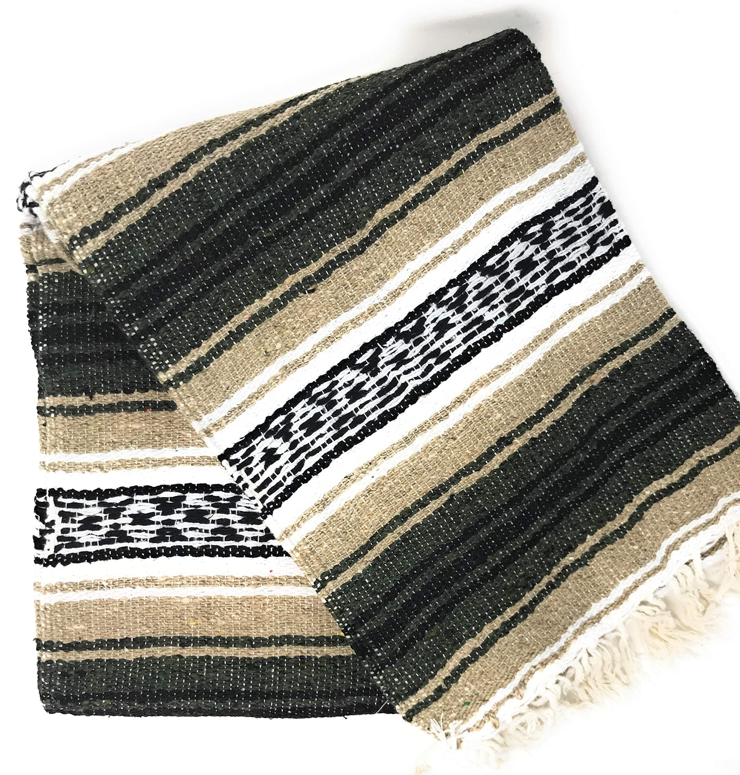 Mexitems Mexican Falsa Blanket Authentic 52" X 72" Pick Your Own Color (Tan/Forest Green/Black)