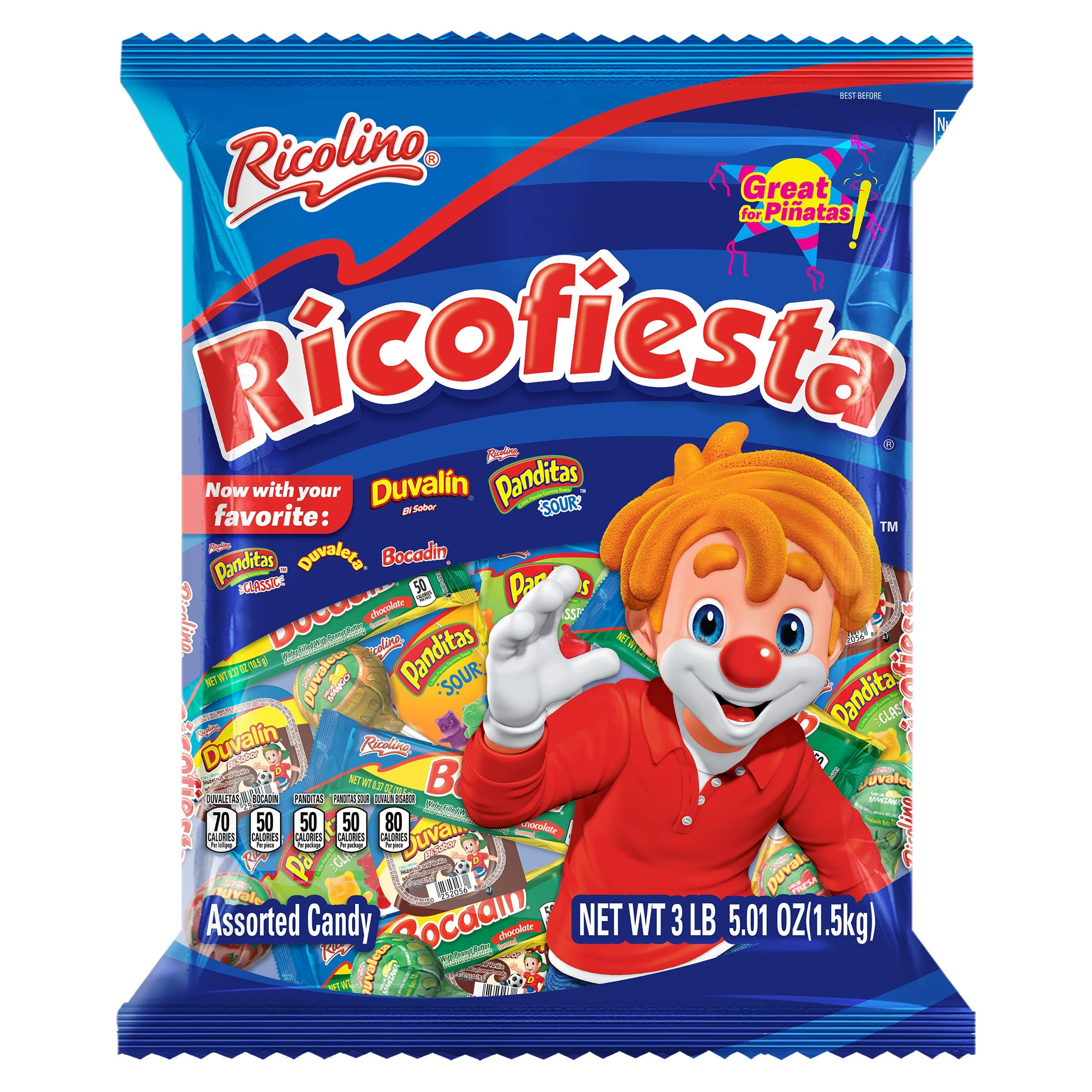 RICOLINO Ricofiesta Party Pack - Assorted Hispanic Candy, Perfect for Piñatas and Children's Birthday Parties, 3.3lb (Barcel USA)