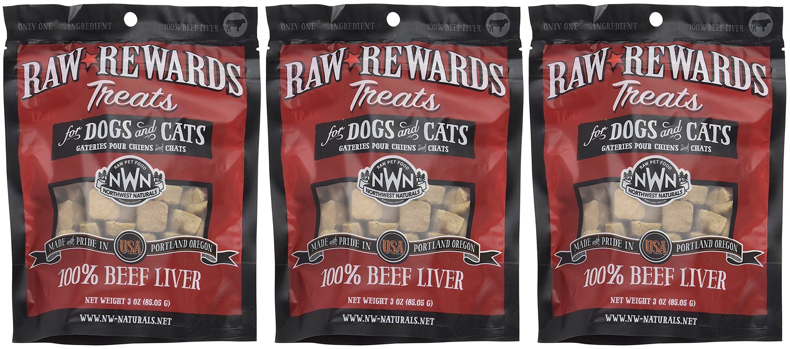 (3 Pack) Northwest Naturals Raw Rewards Freeze Dried Liver Treats, Beef, 3 Ounces Each