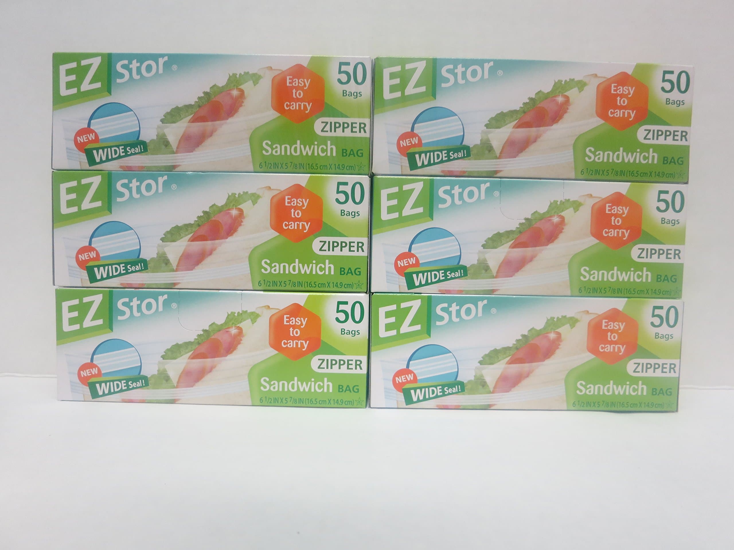 Zipper Seal 50 Storage Plastic Bags -6 Pack-300 Bags in Total (6, 6.5 IN)