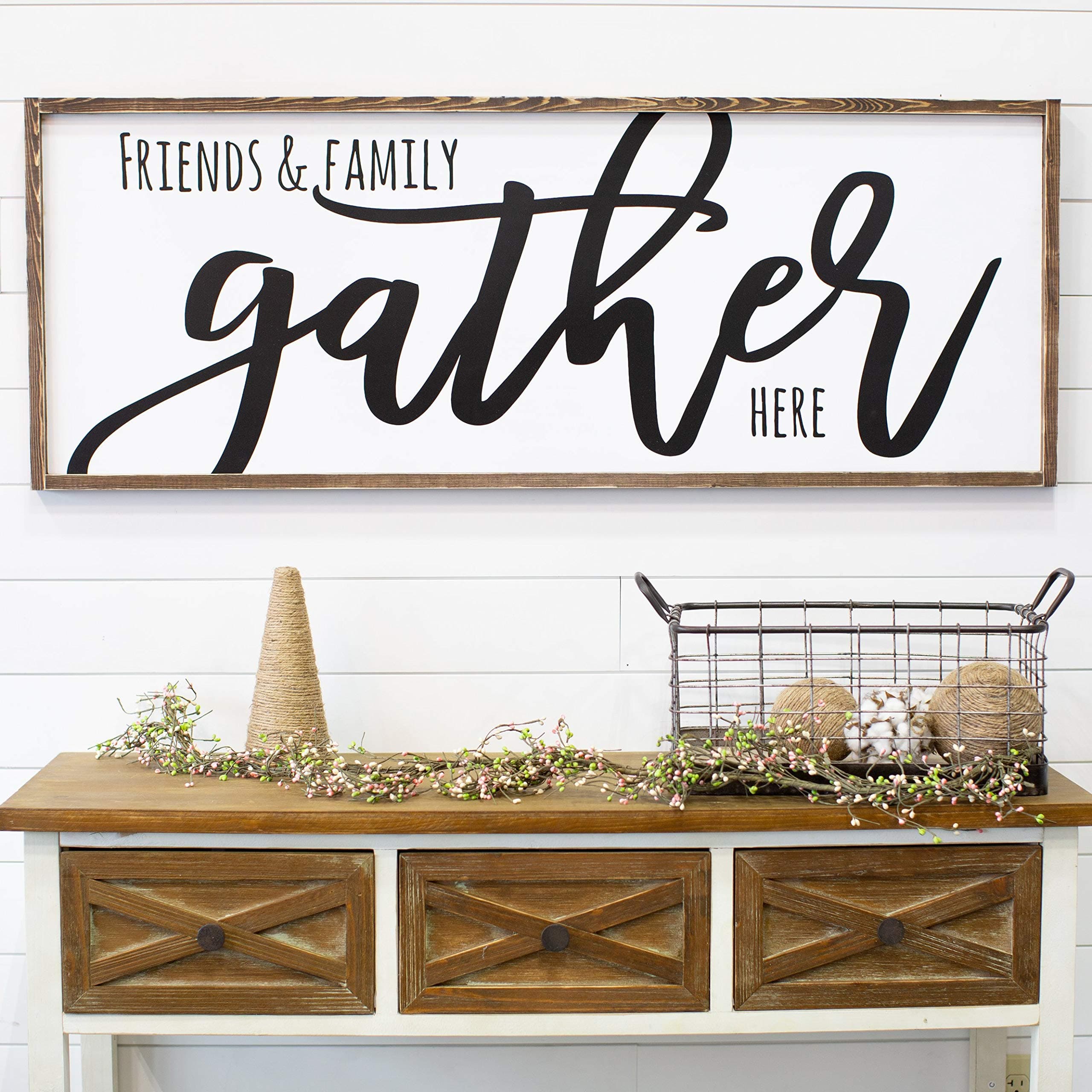 CELYCASY for Her Gather Sign Living Room Wall Decor Modern Farmhouse Dining Room Sign Large Farmhouse Sign
