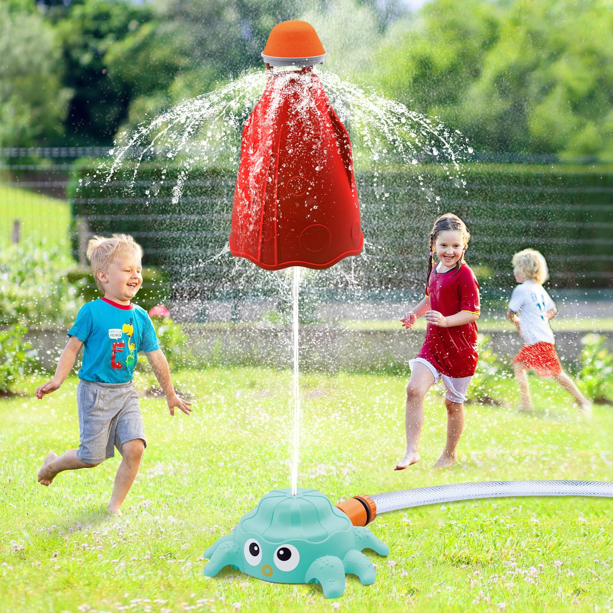 Outdoor Water Sprinklers for Toddlers Kids Ages 4-8,Summer Outside Sprinklers Play Equipment Lawn Yard,Hose Connector Included (A)
