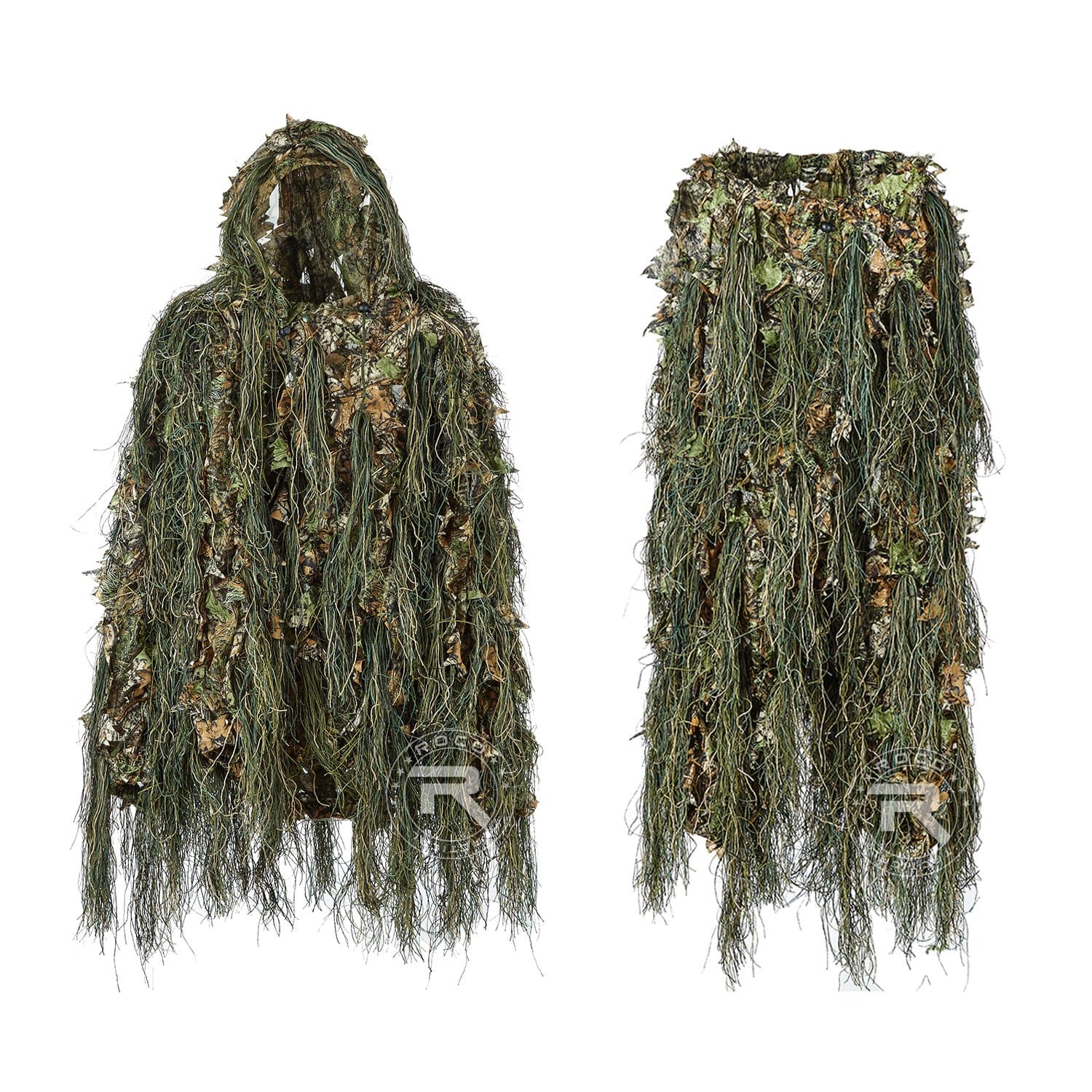 YITAOTTG Hybrid Woodland Camouflage Ghillie Suit Light Weight Hunting Suit, Voice Silent