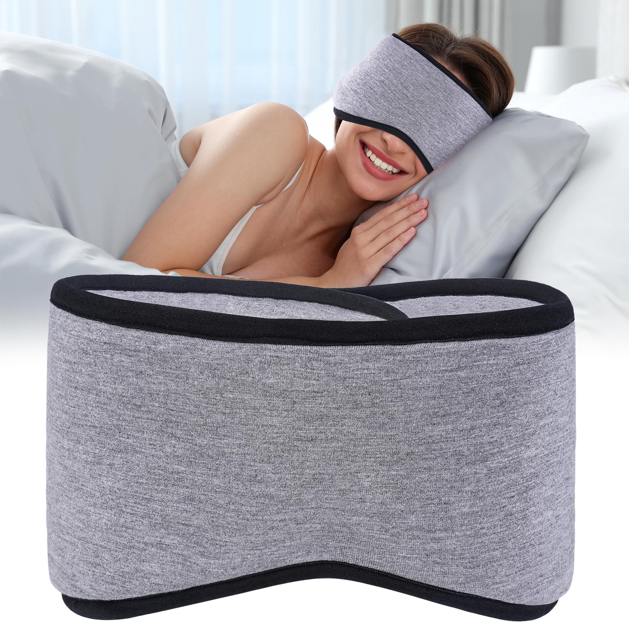 FRESHME Cooling Sleeping Mask with Ear Cover - Soft Cotton Adjustable Cold Eye Sleep Mask with Ear Cover Reduce Noise for Women Men Travel Yoga Nap Shift Work, Gift Box