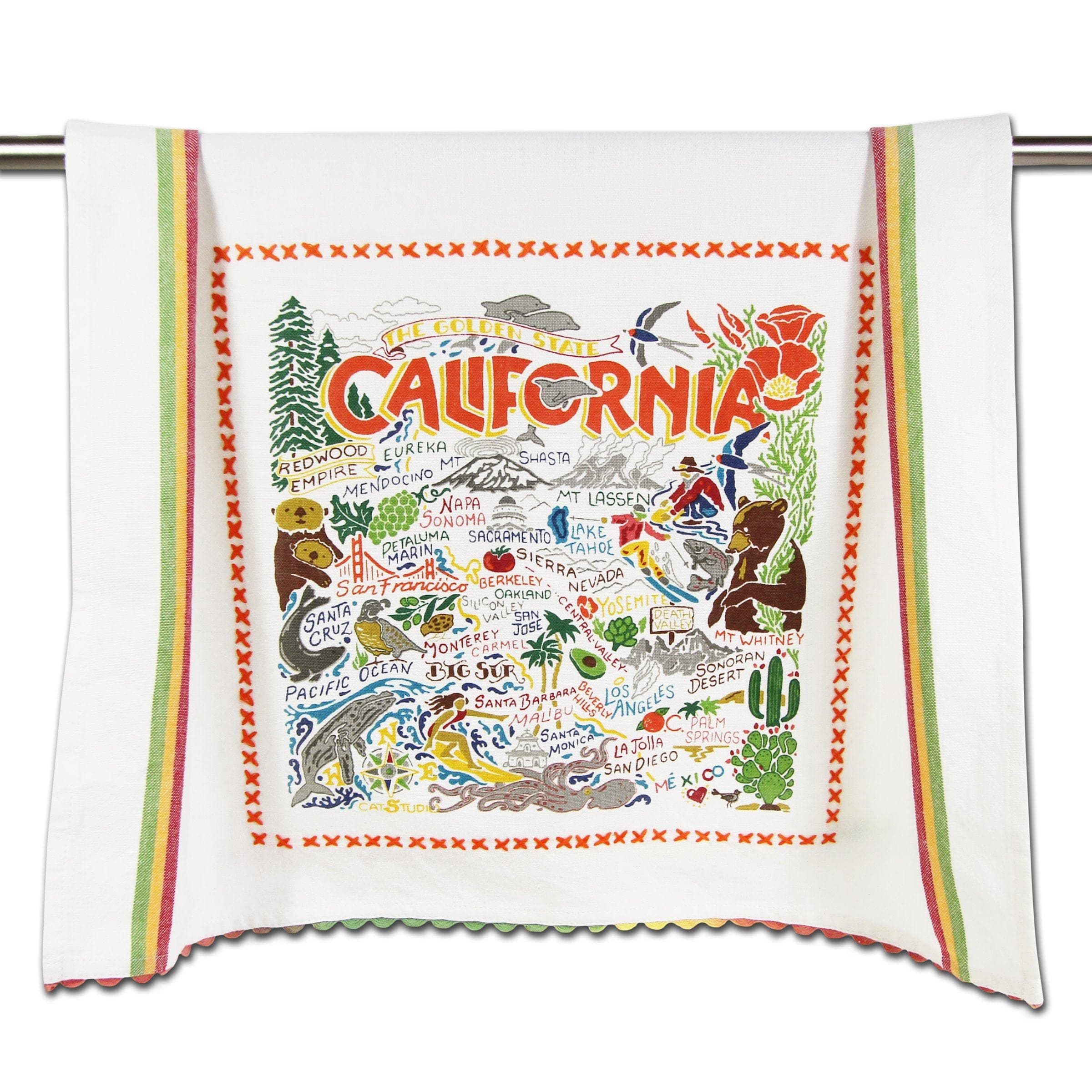 CatstudioCalifornia Dish Towel - U.S. State Souvenir Kitchen and Hand Towel, Perfect Tea Towels for California Lovers, Travel Souvenir, Housewarming Gifts, Couple Gifts