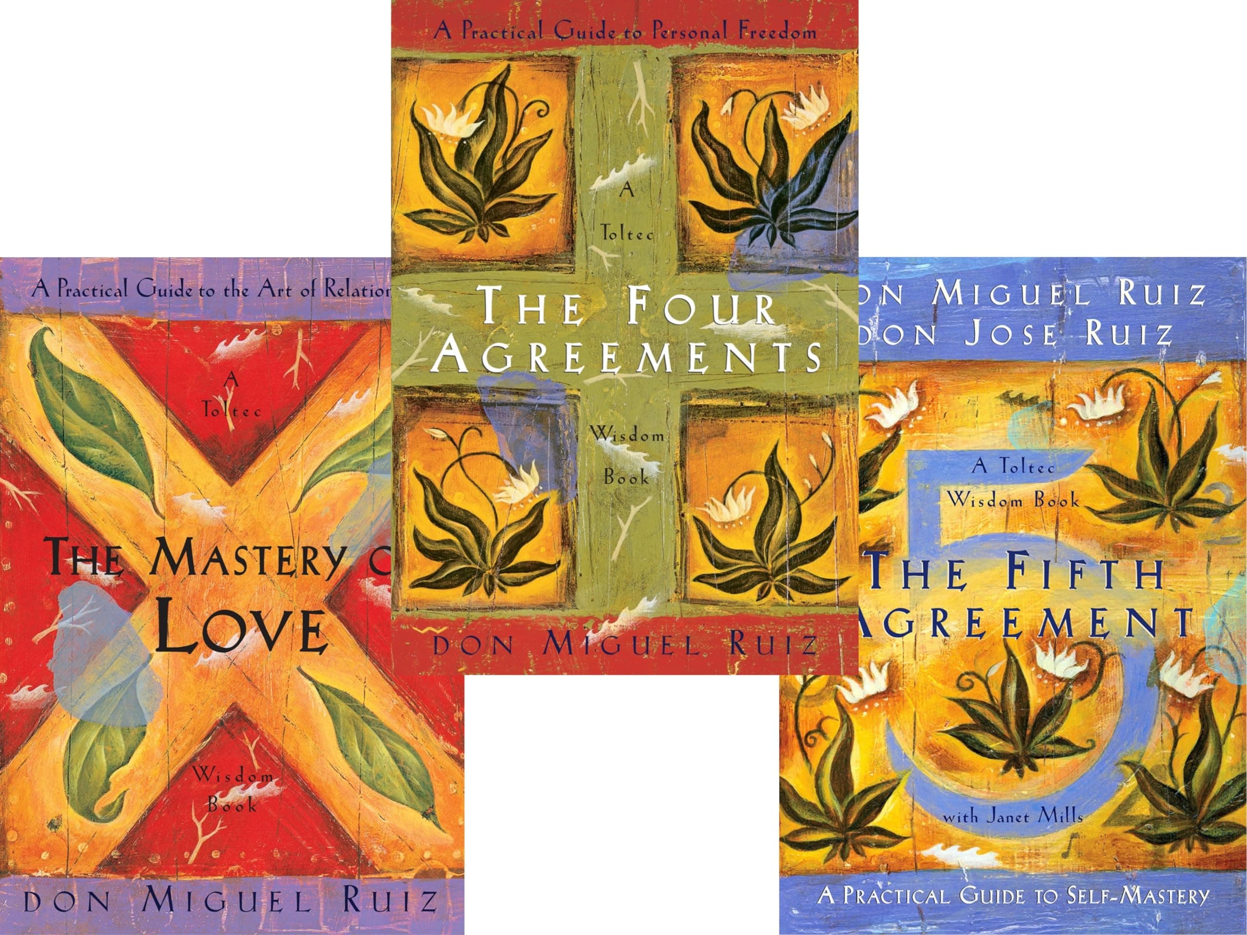 Don Miguel Ruiz Toltec Wisdom Series Collection 3 Books Set,(The Four Agreements: Practical Guide to Personal Freedom, The Mastery of Love: A Practical Guide to the Art of Relationship and The Fifth Agreement: A Practical Guide to Self-Mastery)