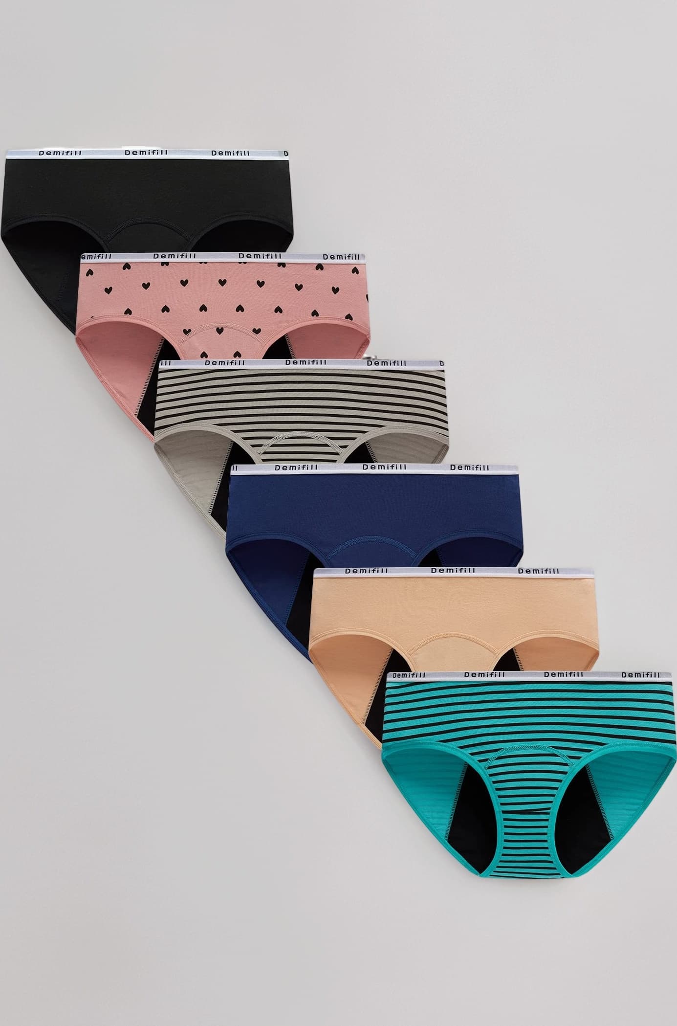 Demifill Teen Girls Period Panties Juniors Leak-Proof Underwear Soft Protective Briefs, Color-001, 10-12 Years