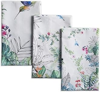 Maison d' Hermine Kitchen Towels Set of 3 100% Cotton 70 CM x 50 CM Reusable Cloth Tea Dish Towels Absorbent with Hanging Loop for Kitchen Dining Easter decorations (Tropiques)