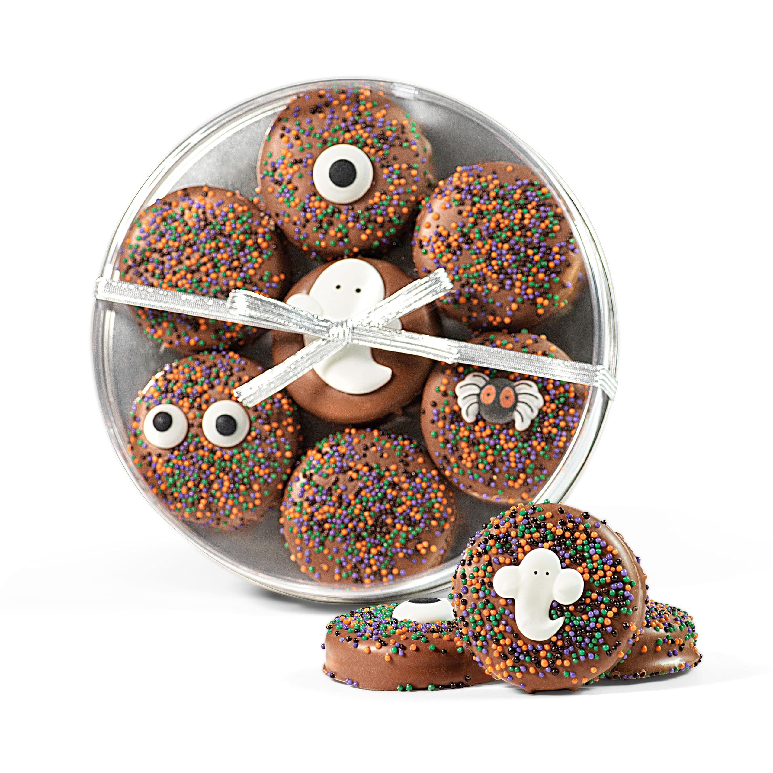 Olde Naples Halloween OREO Gift Basket, Chocolate Dipped Oreo Cookies, Hand decorated, 7 Oreo Cookies, Milk Chocolate Cookies Assortment