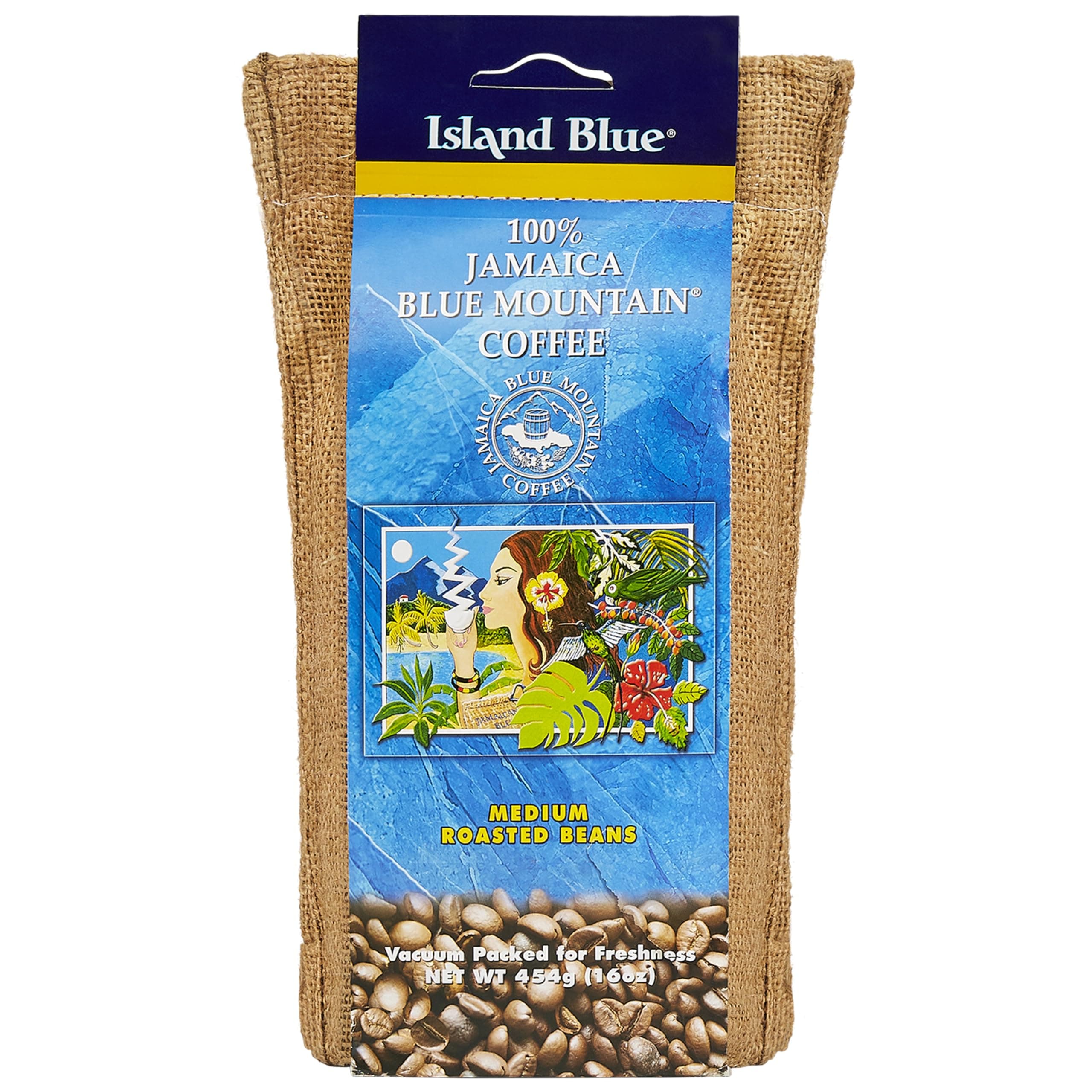 Island Blue -100% Jamaica Blue Mountain Whole Beans Coffee (1-lb Bag)