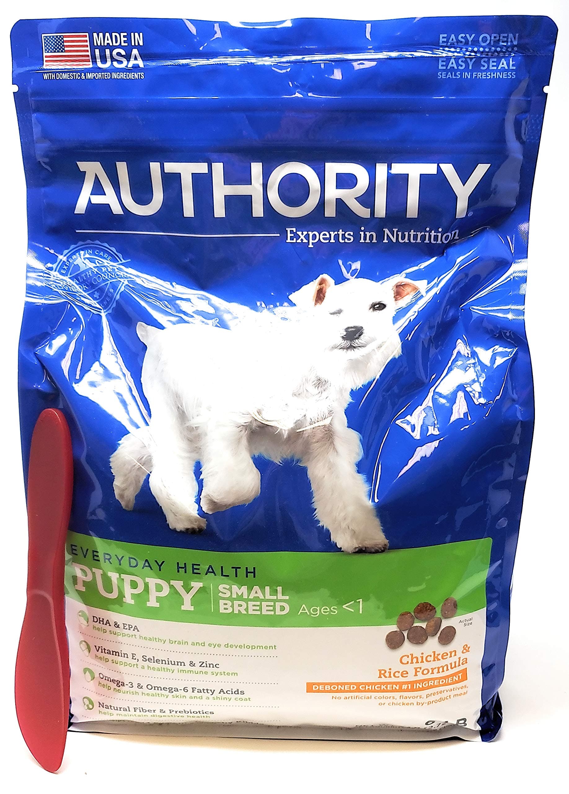 Authority Small Breed Puppy Dry Dog Food (Chicken and Rice) 6lbs and Especiales Cosas Mixing Spatula