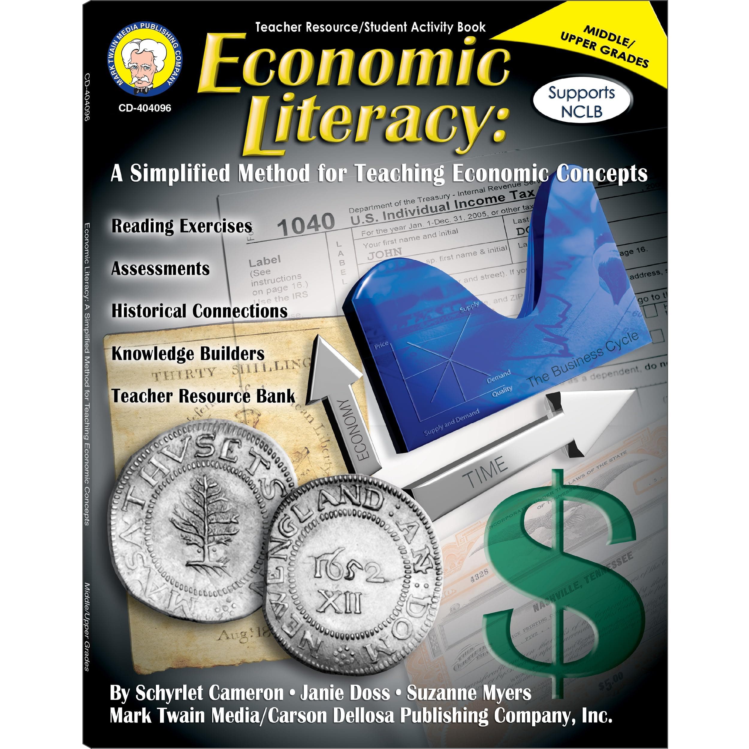 Mark Twain Economics Workbook, Grades 6-12 Financial Literacy Books, Money Management, Economy, and Taxes With Math Practice, Classroom or Homeschool Curriculum
