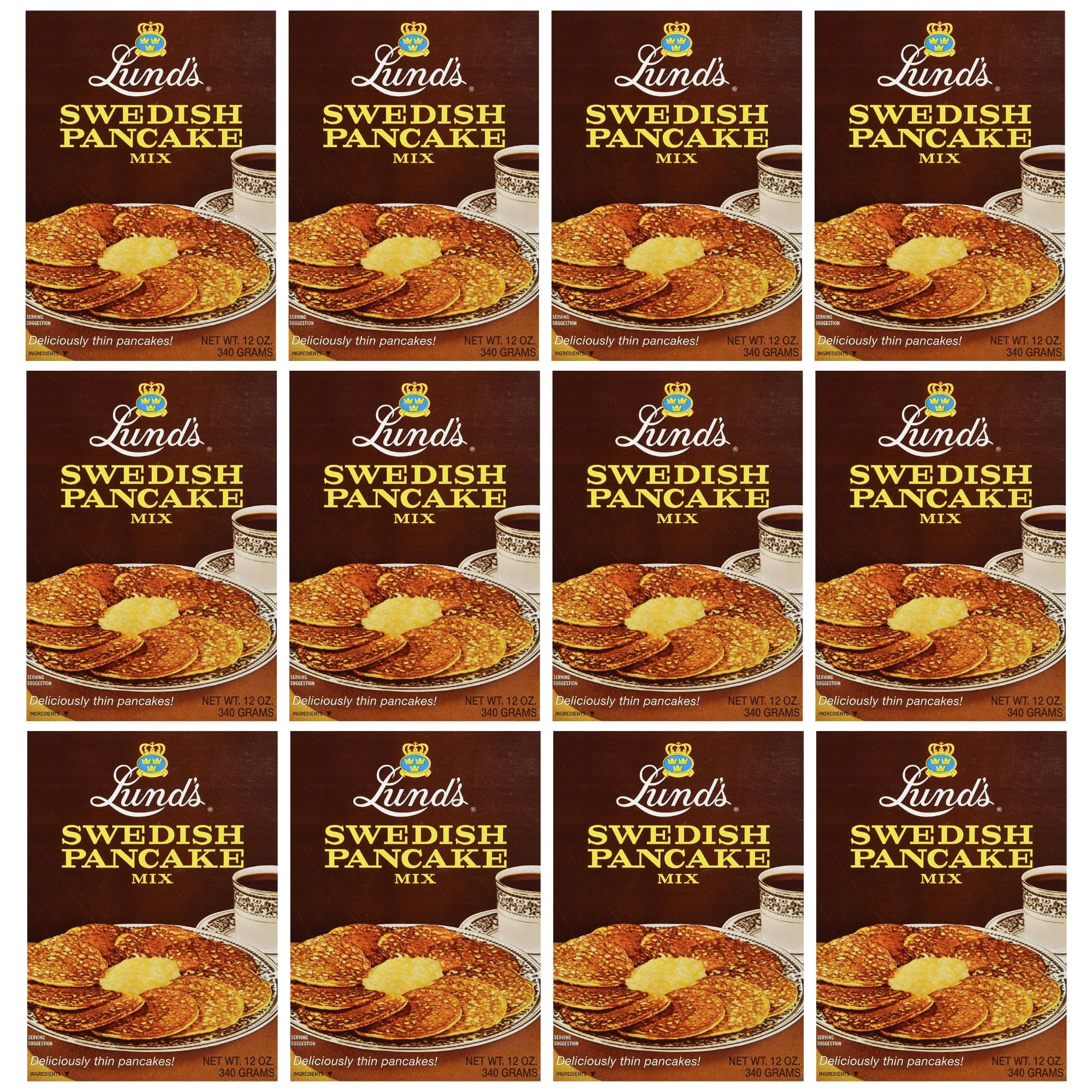 Lund’s Swedish Pancake Mix, Deliciously Thin & Light Pancakes, 12 oz, Traditional Scandinavian Recipe - Easy Mix for Breakfast or Brunch [Pack of 12]