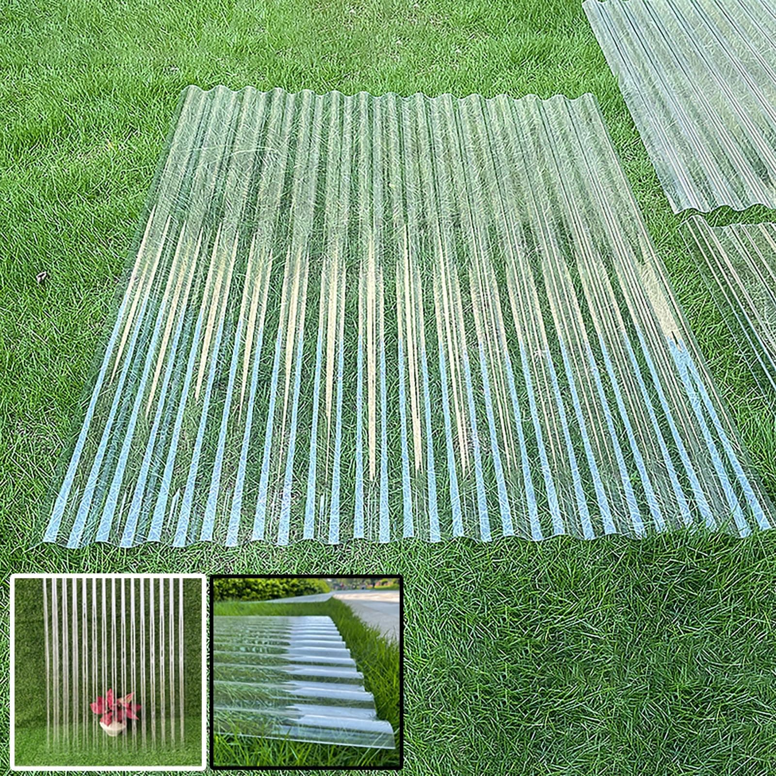 Clear Roofing Panel, 1mm Corrugated Roofing Panels, Cladding Walling Sheeting, Fiberglass Daylighting Panels, Greenhouse Shed Roof Panel, Roofing Sheet, Easy to Roll and Cut(Clear,35x47in)