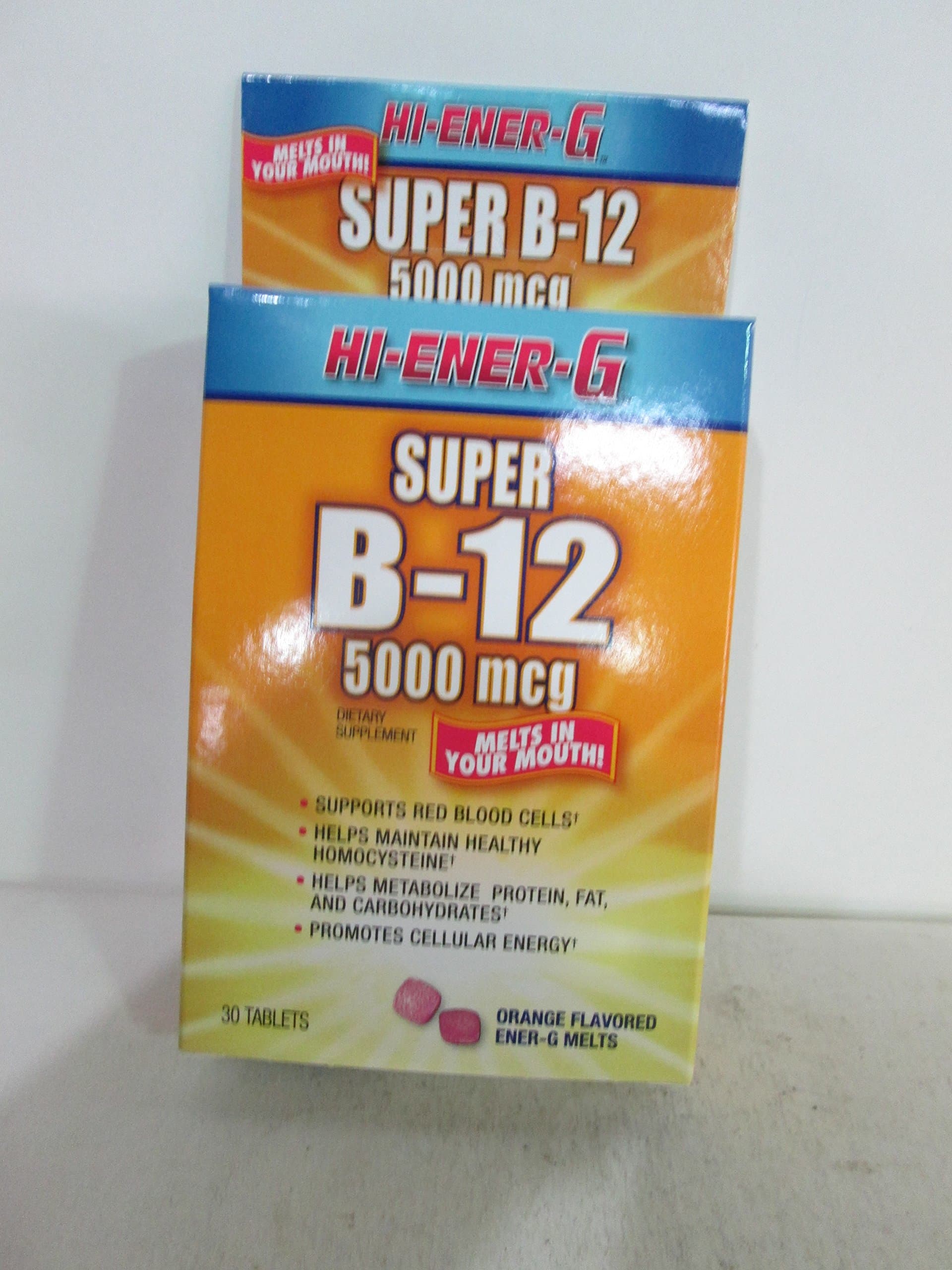 Health Products Hi-Ener-G Super B-12 5000 mcg, 30-Count Boxes (Pack of 3)