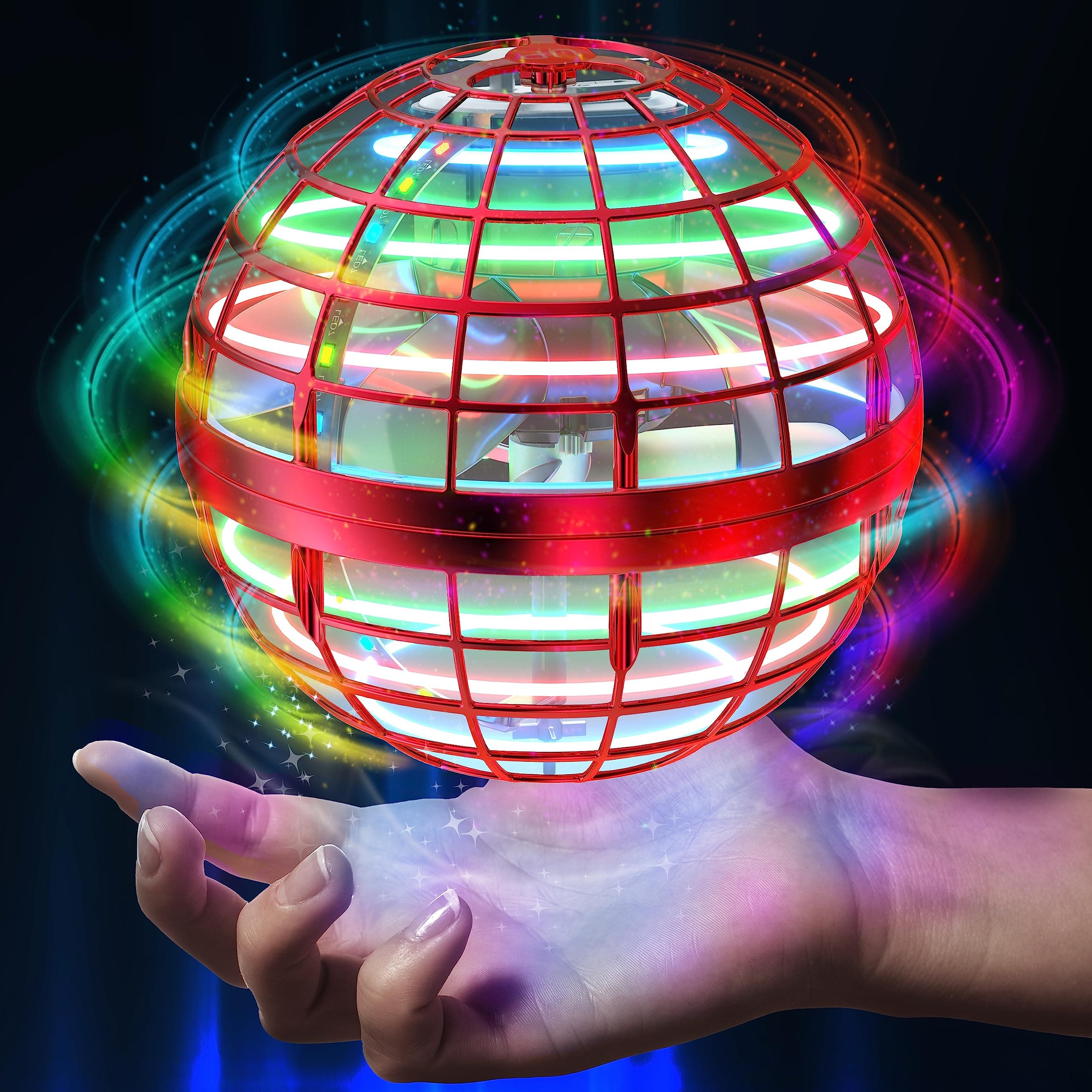 AMERFIST 2023 Flying Orb Ball Toy,Cosmic Globe Boomerang Hover Ball Galactic Fidget Spinner, Hand Drone Orbit, Cool Toys Gift for 6 7 8 9 10+ Year Old Boys Girls Teens Outdoor Toys(Red)