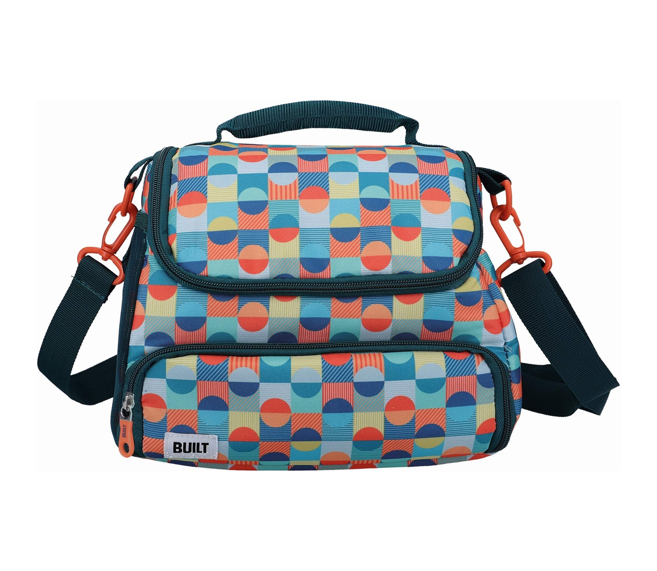 BUILT Insulated 'The Retro' Lunch Bag (Orange/Blue)