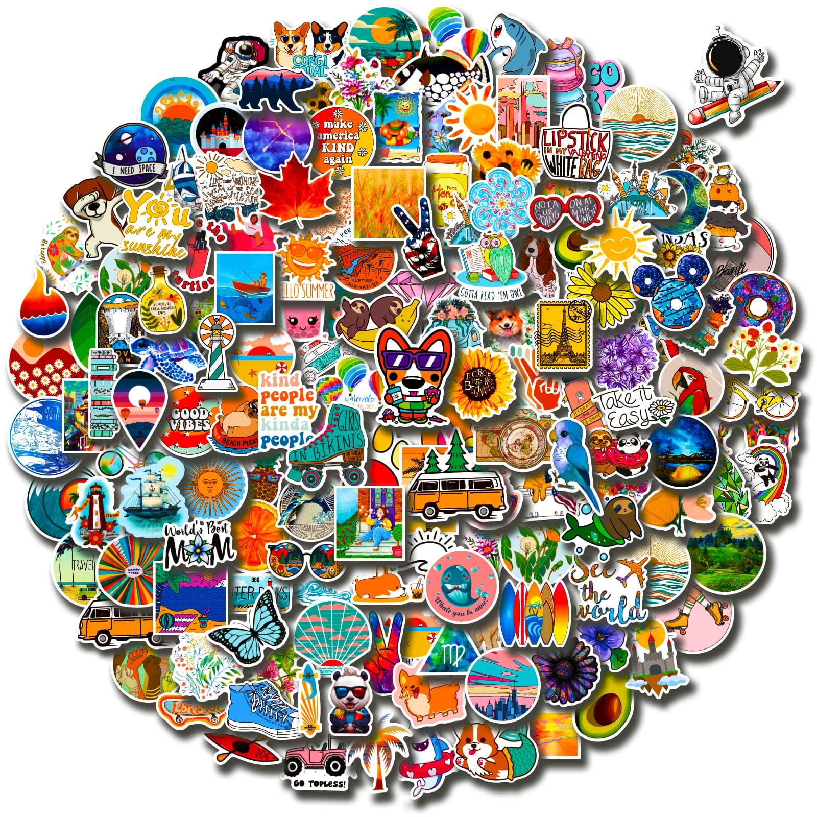 300 PCS Stickers Pack,Colorful VSCO Waterproof Stickers,Vinyl Cute Aesthetic Stickers for Water Bottle,Laptop,Phone,Skateboard Stickers for Teens Girls Kids