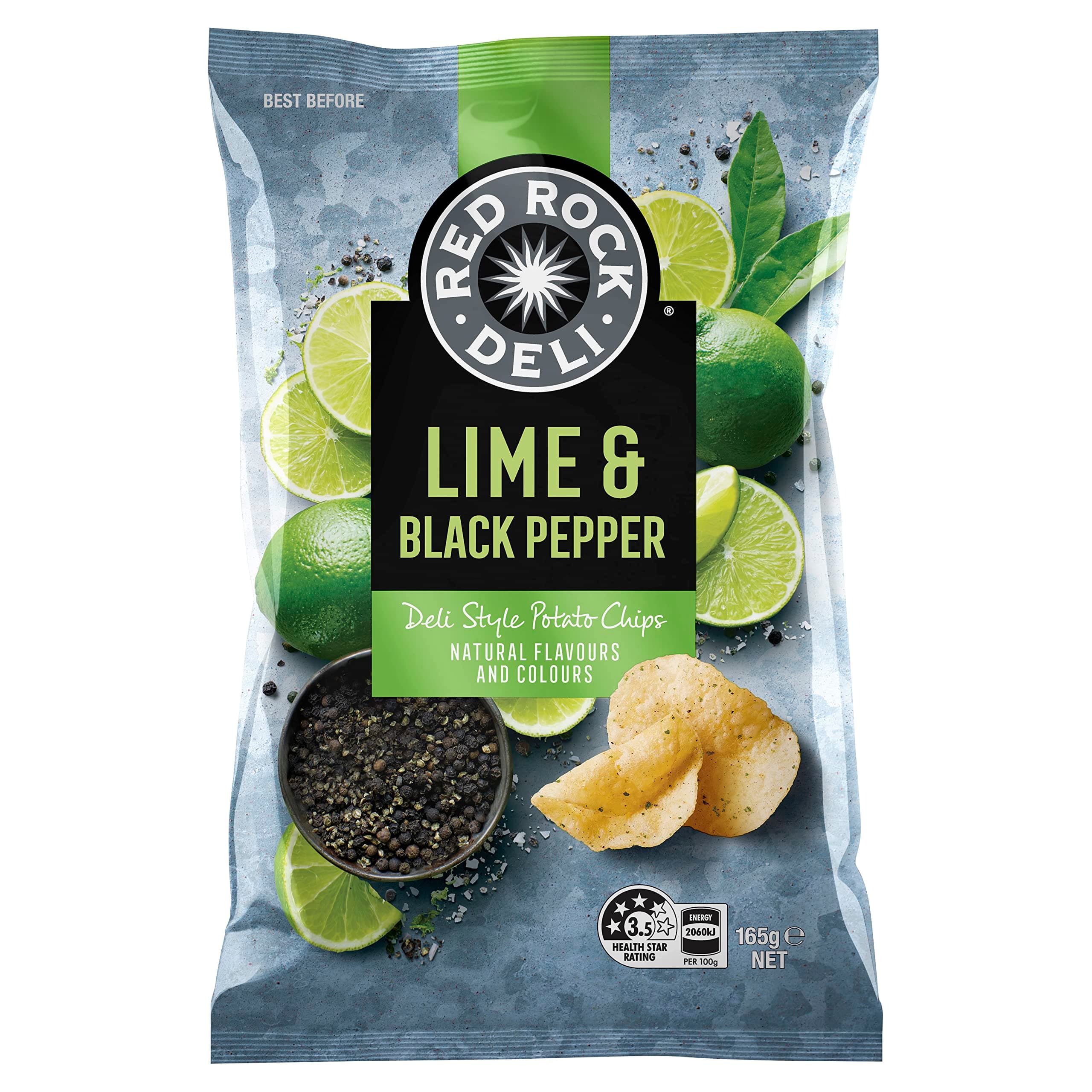 Red Rock Chip Lime Pepper 165g