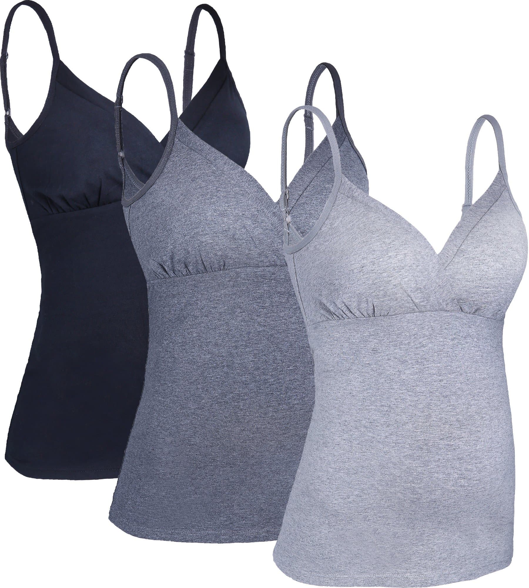 SUIEK Cotton Maternity Nursing Tank Tops Breastfeeding Cami Sleep Shirt