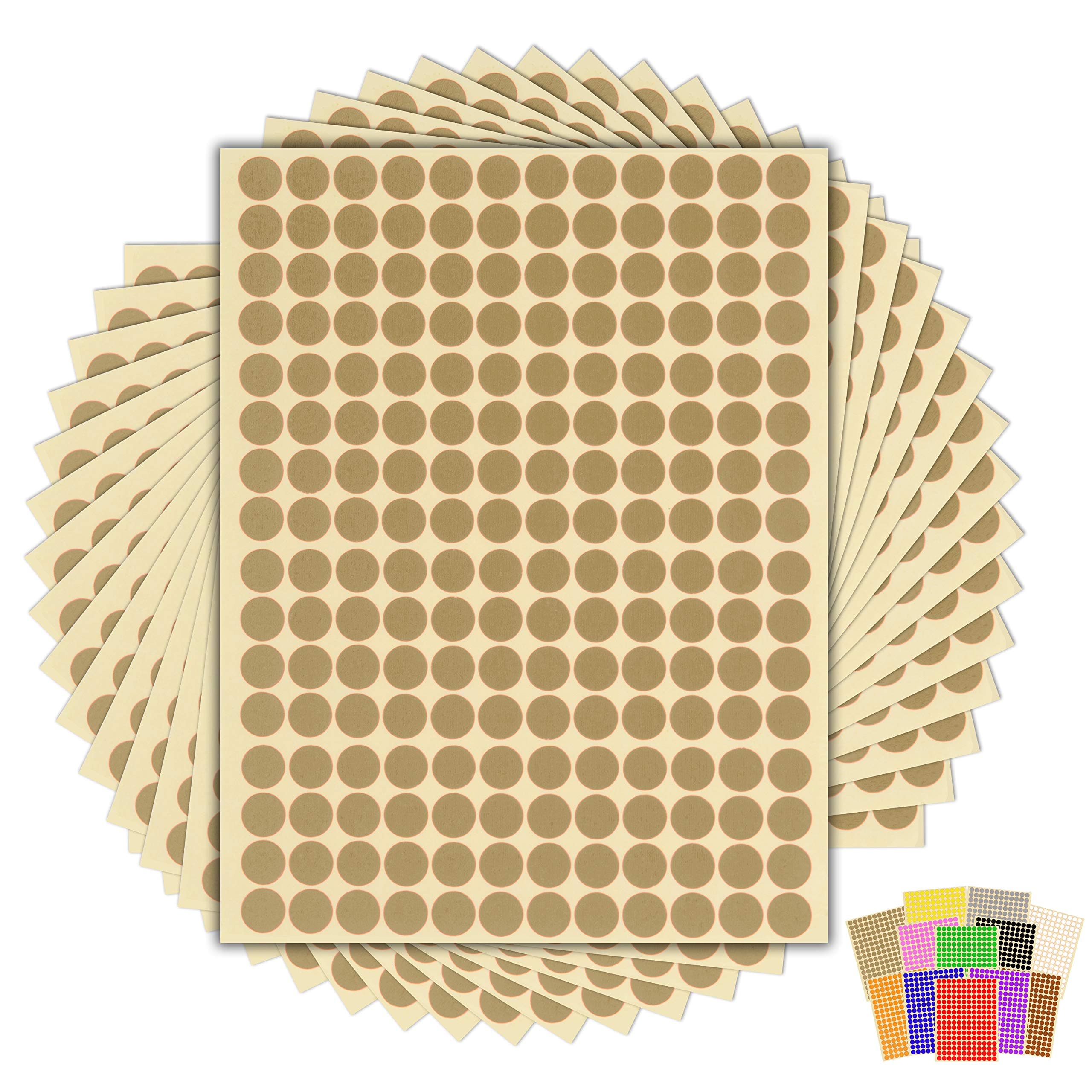 2,880 x Gold Sticky Dots - 10mm 1cm - Round Colour Coding Dot Stickers - 15 Sheets