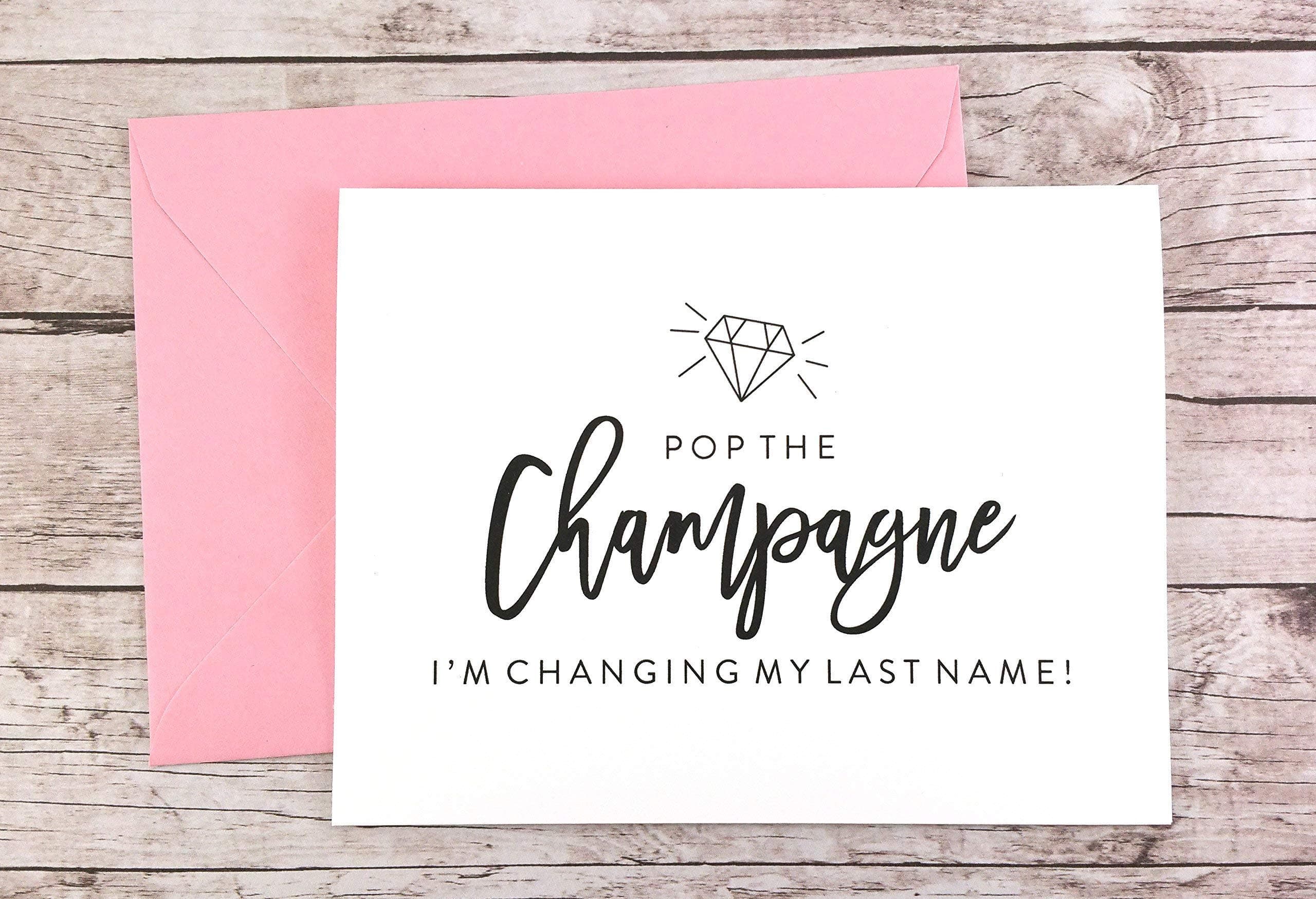 Pop the Champagne I'm Changing My Last Name Card, Will you be my Bridesmaid Card, Bridesmaid Proposal Card (FPS0057)