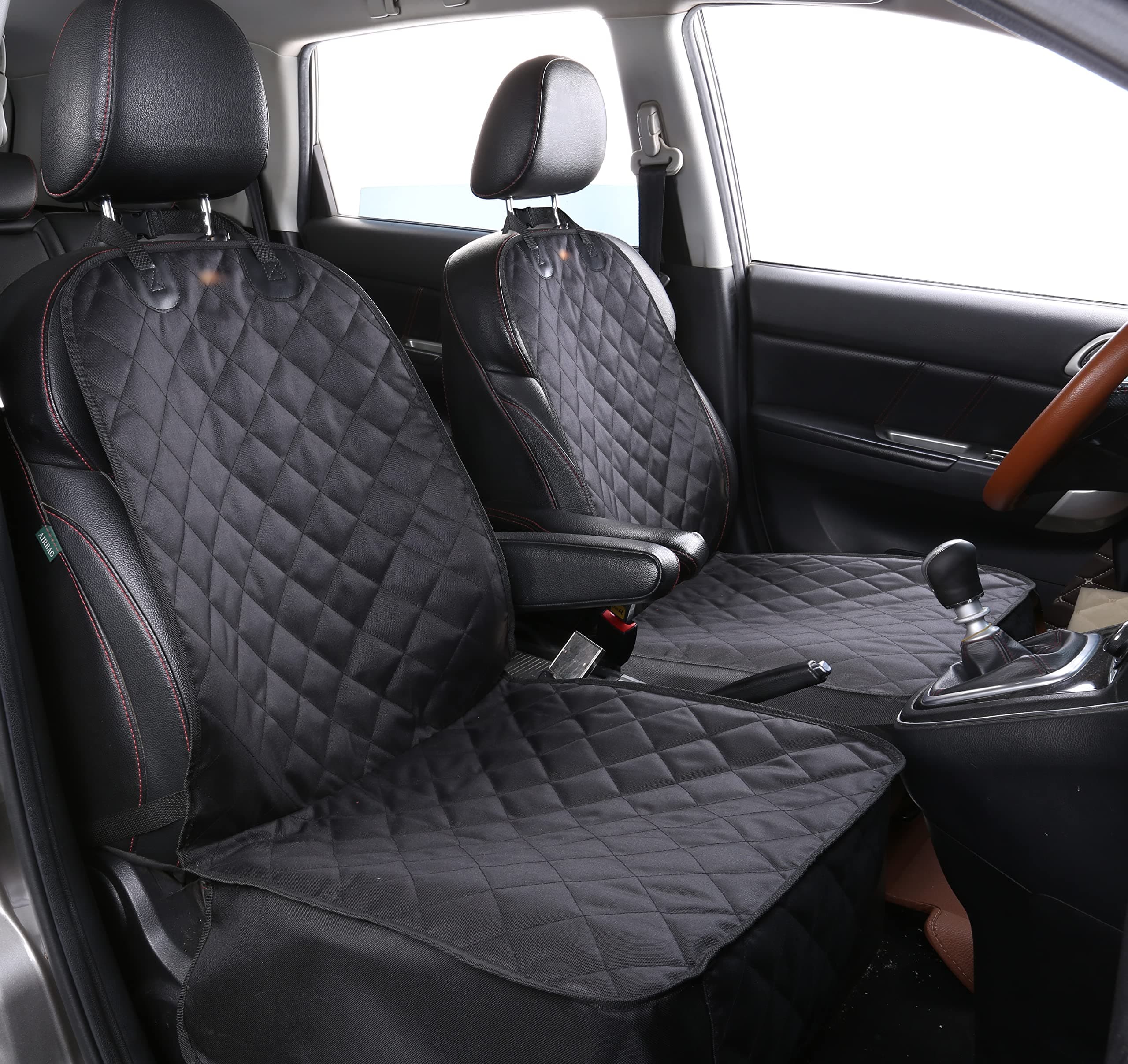 Alfheim 2 Pack Dog Front Seat Cover - Nonslip Rubber Backing with Anchors for Secure Fit - Universal Design for All Cars, Trucks & SUVs---2 Pack