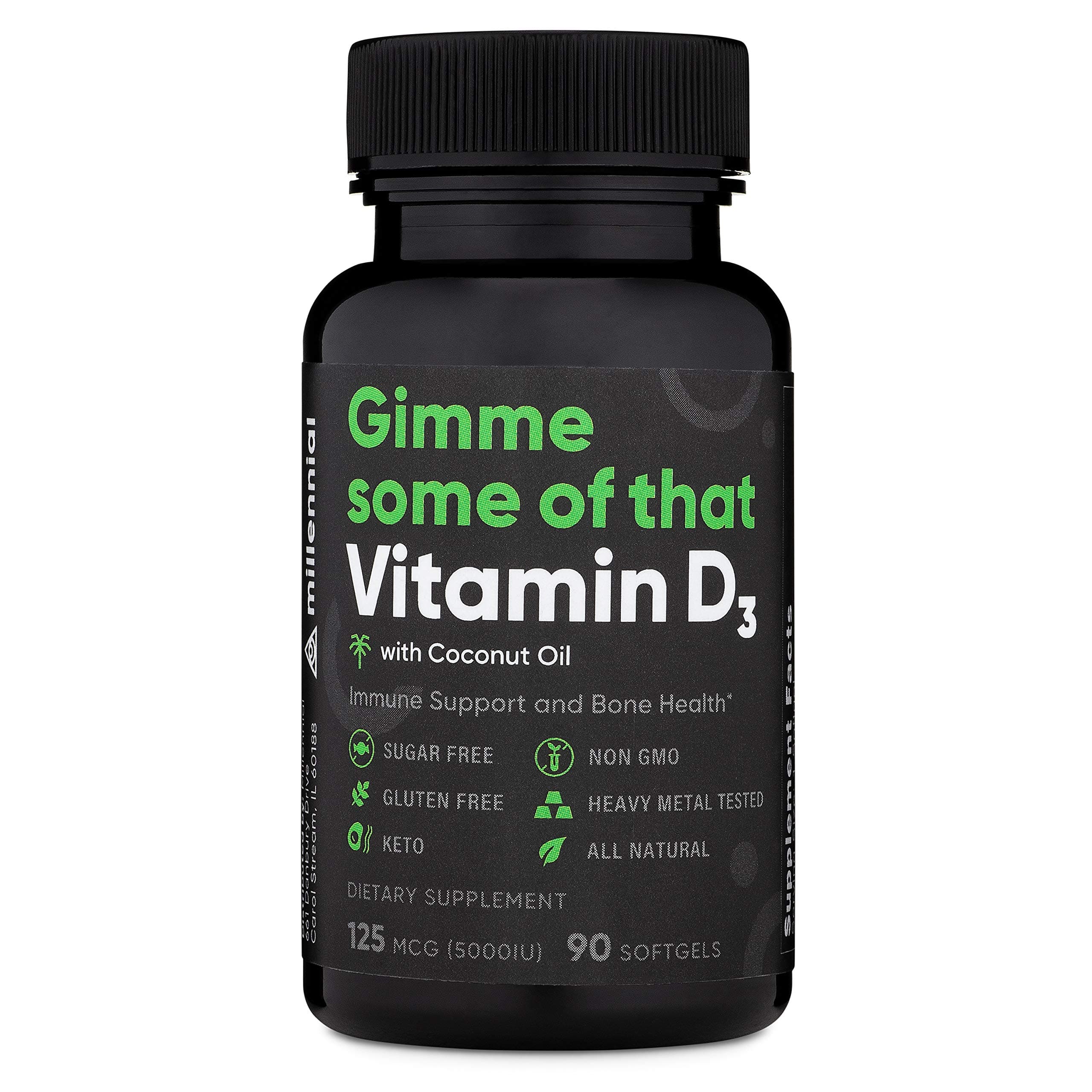 Vitamin D3 5000IU formulated with Coconut Oil for Better Absorption