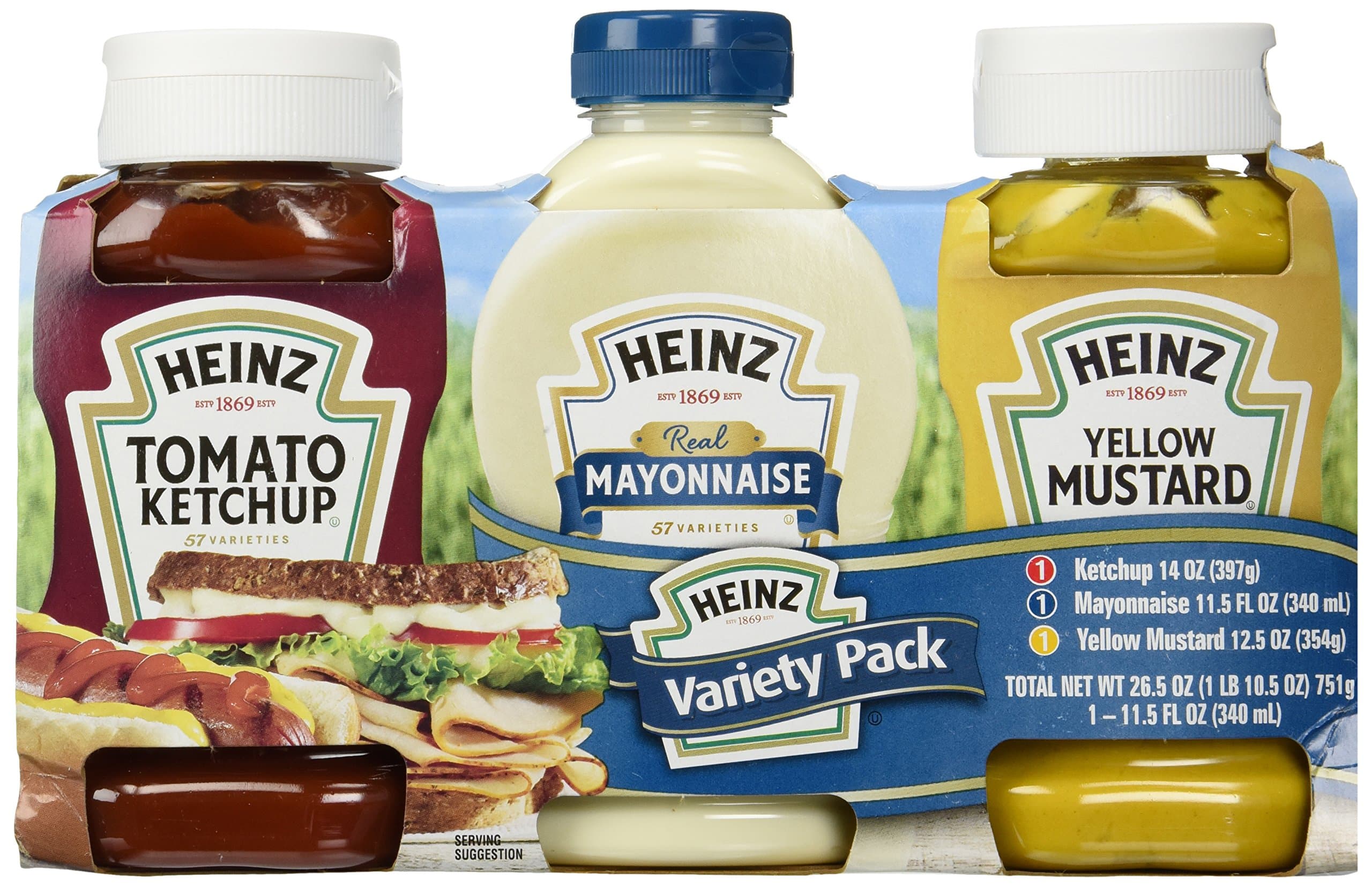 Heinz Picnic Pack with Ketchup, Mayonnaise and Mustard, 26.5 oz Multipack