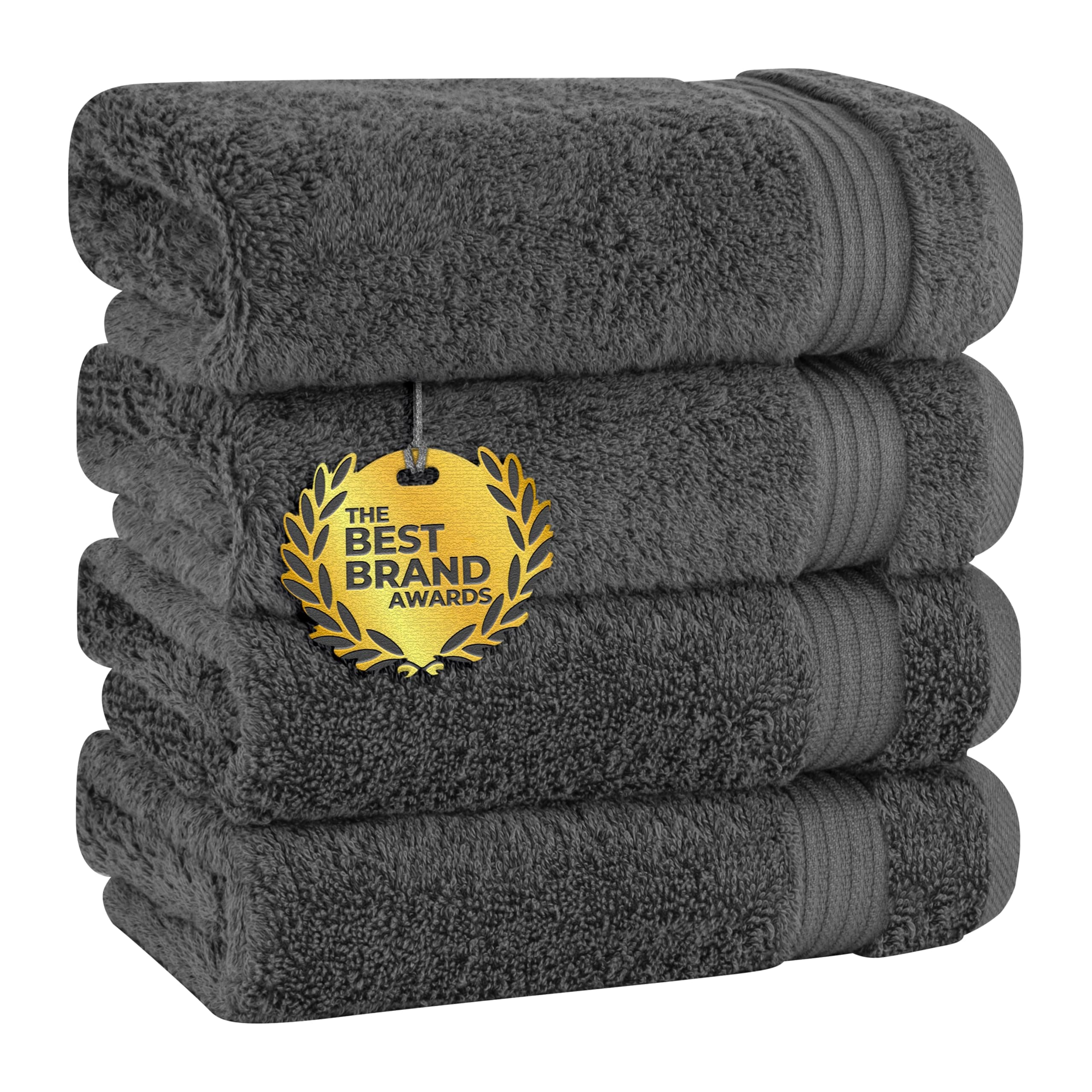 Hand Towels for Bathroom, 100% Cotton Turkish 4 Piece Hand Towel Set, Soft Absorbent Face Towels, Dark Gray Hand Towels