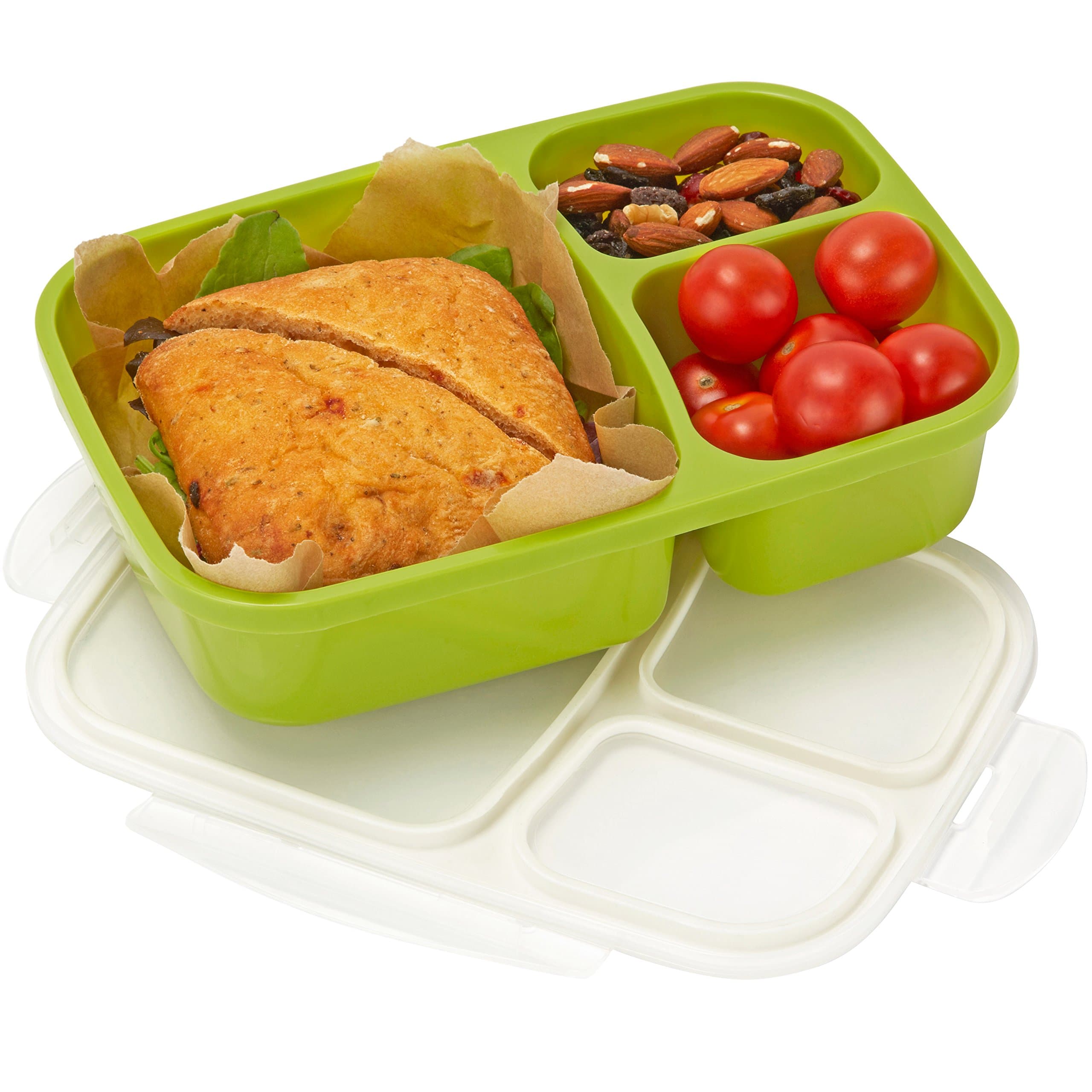 Sponsored Ad - Leakproof, 3 Compartment, Bento Lunch Box, Airtight Food Storage Container (1 Pc) - Green