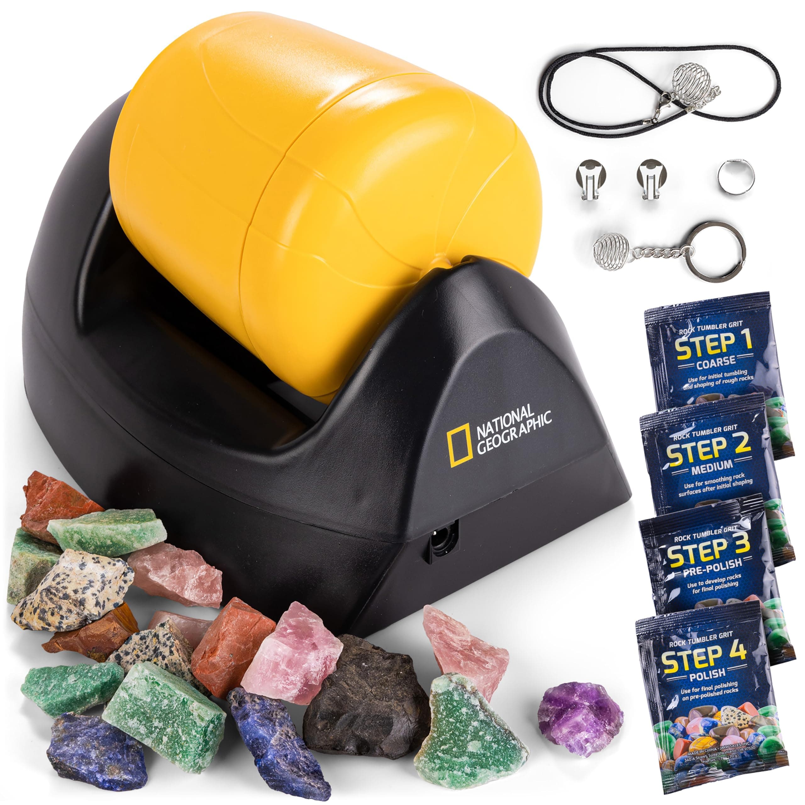 NATIONAL GEOGRAPHIC Starter Rock Tumbler Kit - Durable Leak-Proof Rock Polisher for Kids - Complete Rock Tumbling Kit - Geology Hobby Science Kit, Rocks and Crystals for Kids, A Great STEM Activity
