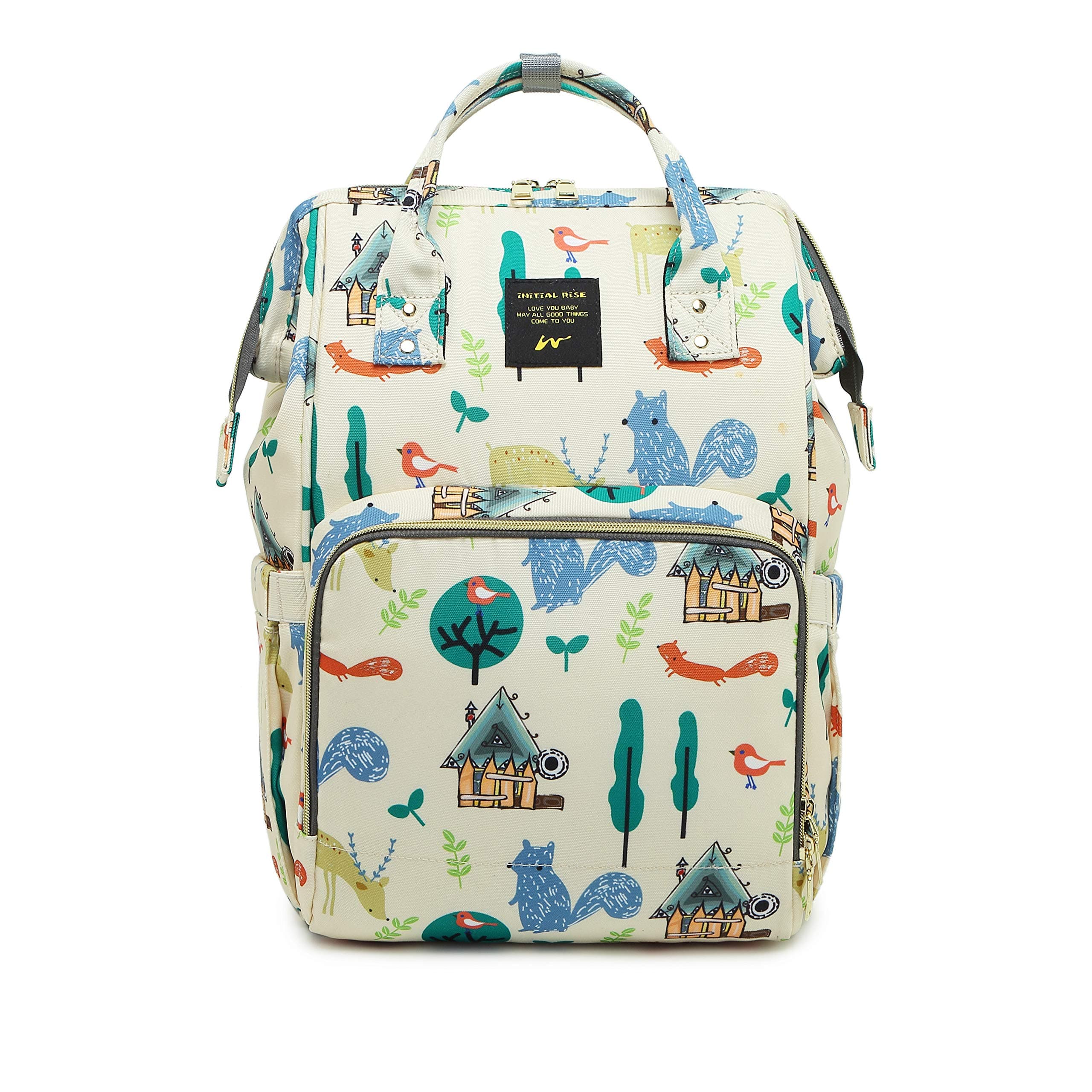 Multi-Function Waterproof Baby Diaper Bag Nappy Backpack for Mom (Fox and House)