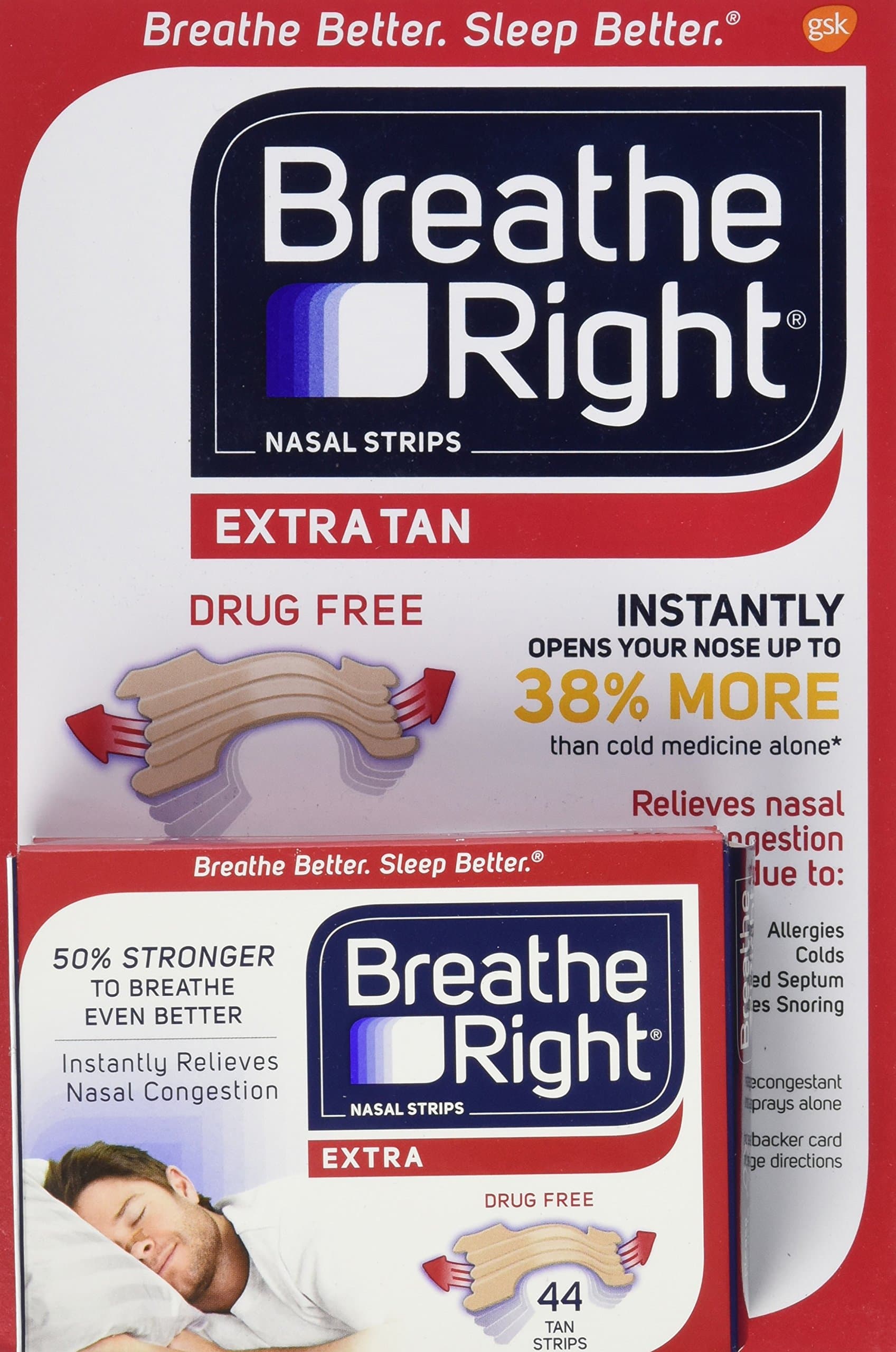 Extra Clear Nasal Strips Drug Free Sensitive (44 Extra Tan Strips)