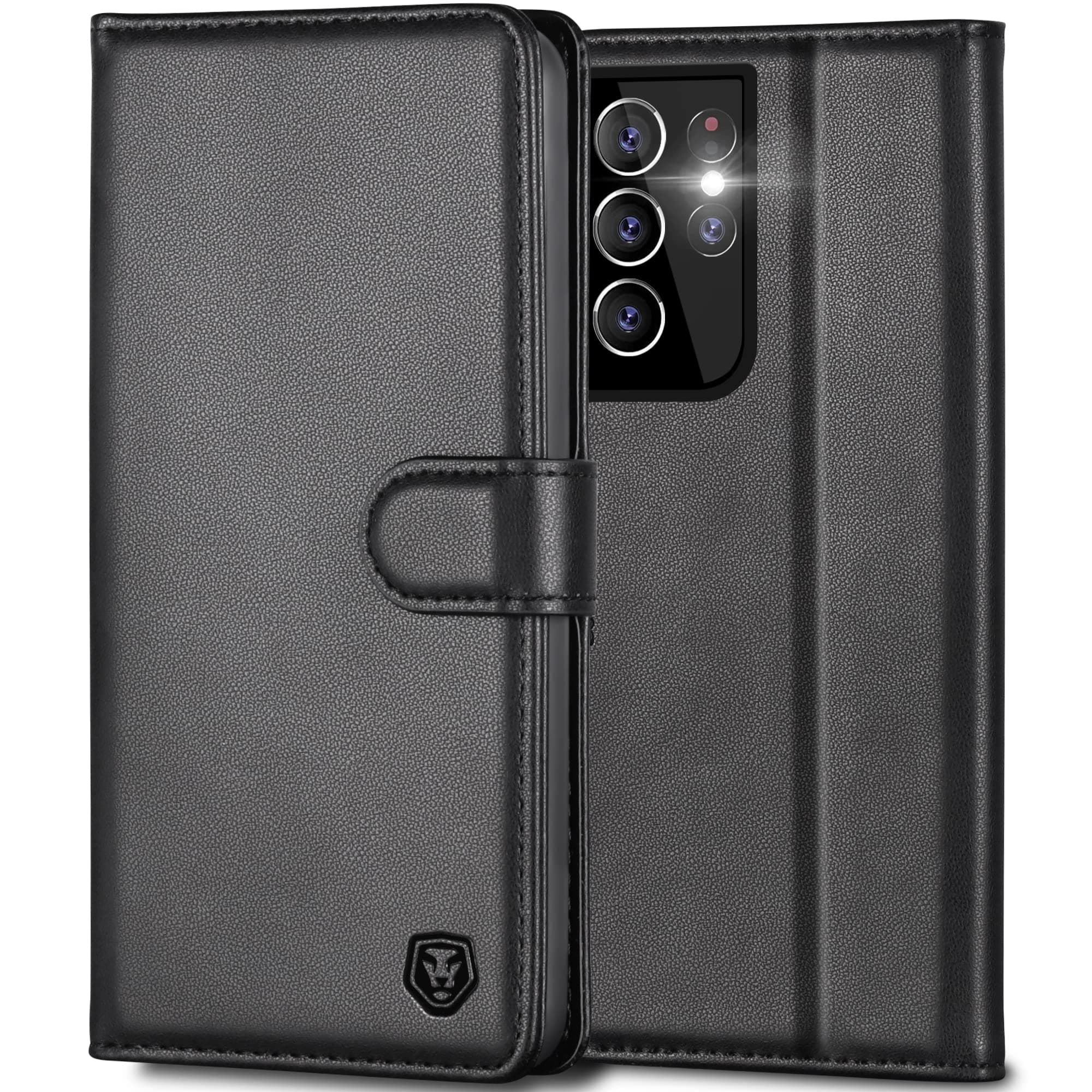 for Samsung S21 Ultra Case, Wallet Leather Flip Case with 4 Card Slots Magnetic Closure Kickstand Shockproof Protective Phone Case for Samsung Galaxy S21 Ultra - Black