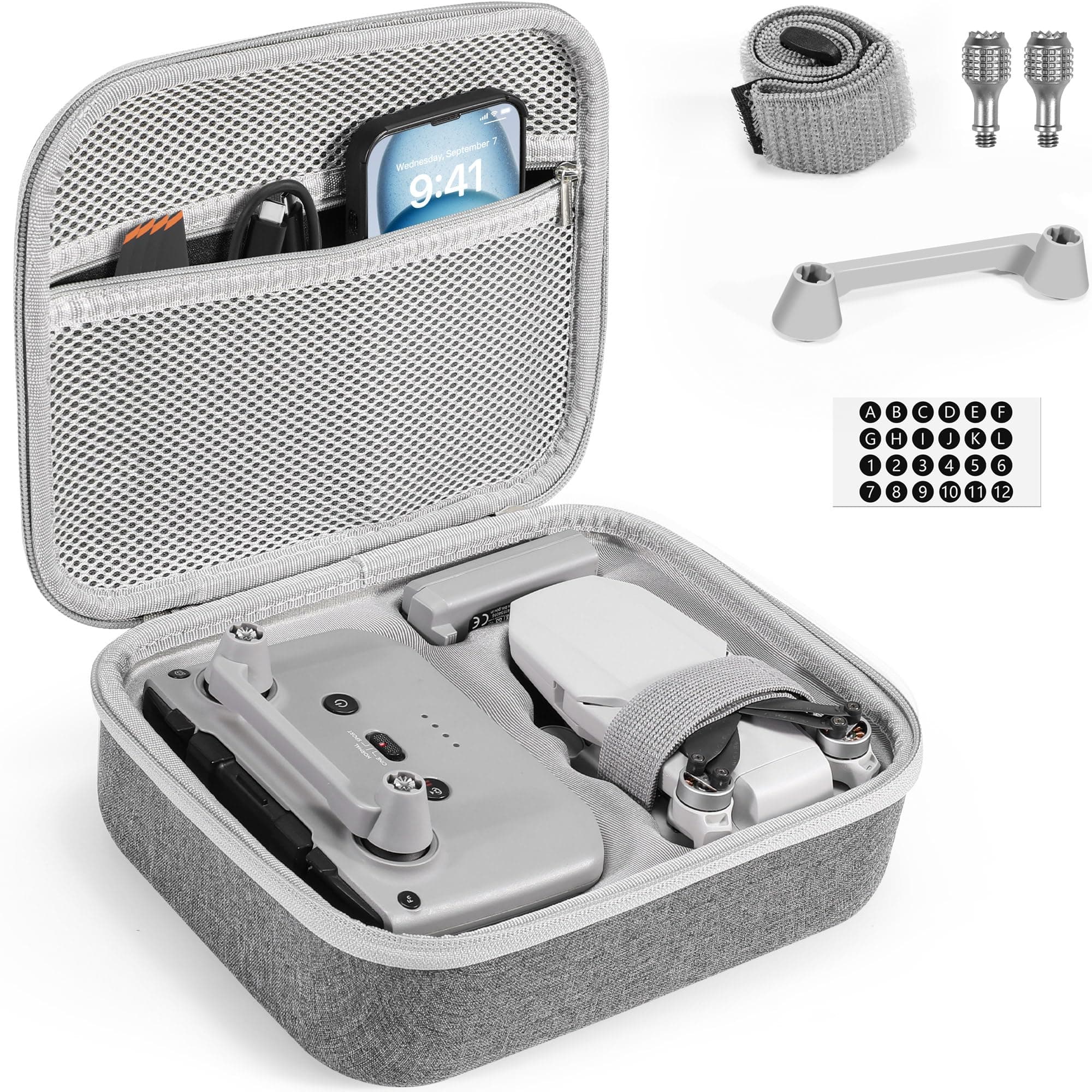 Carrying Case for DJI Mini 4K/Mini 2 SE Accessories Kit, 5-in-1 Hard Travle Storage Bag, Includes 1 Pair of Rocker, Joystick Protector, Propeller Holder& Digital Sticker