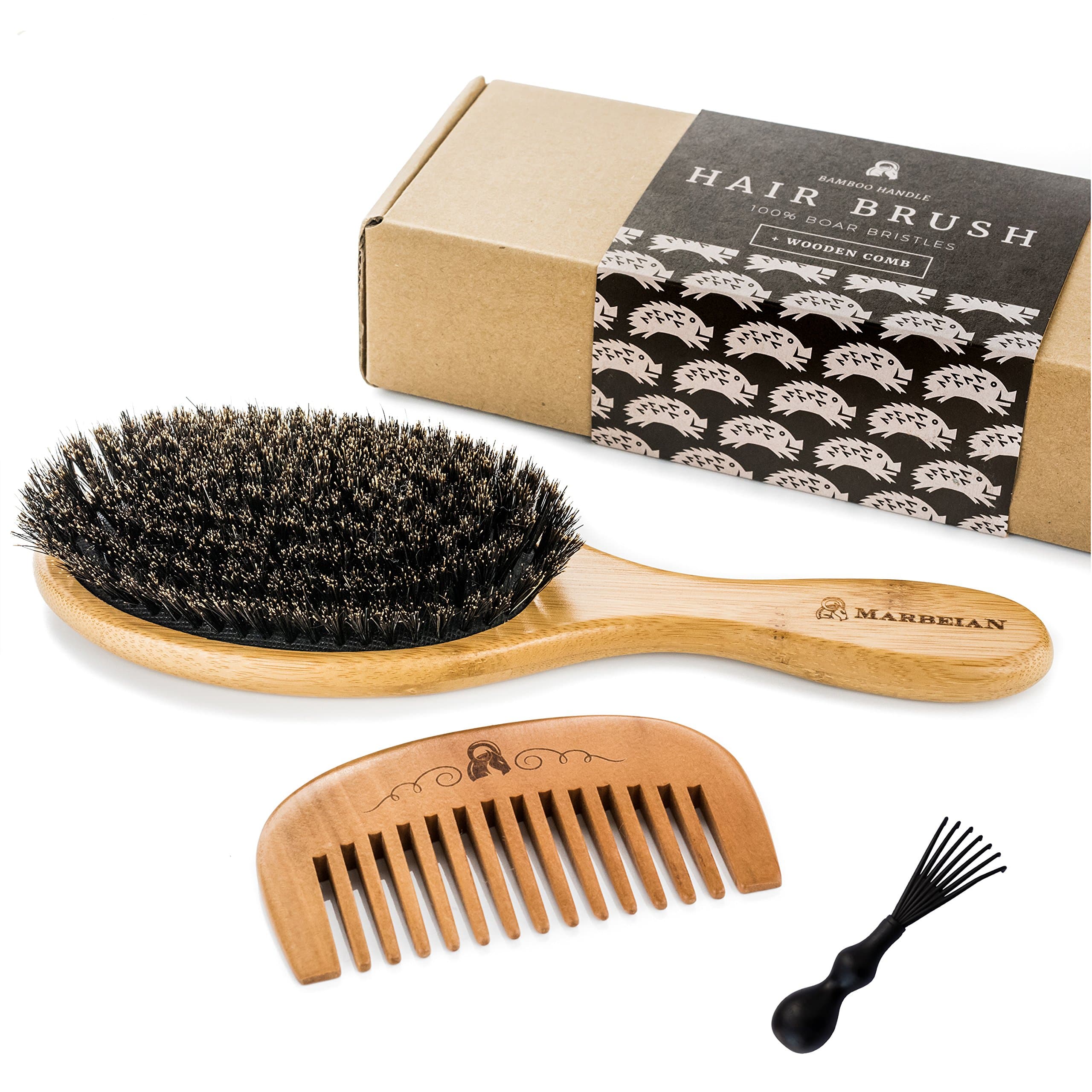 Boar Polls Hair Brush For Natural Hair Treatment, Wooden Comb, The Set Makes Hair Shiny and Silky. Not for Detangling Hair and Non-Antistatic!