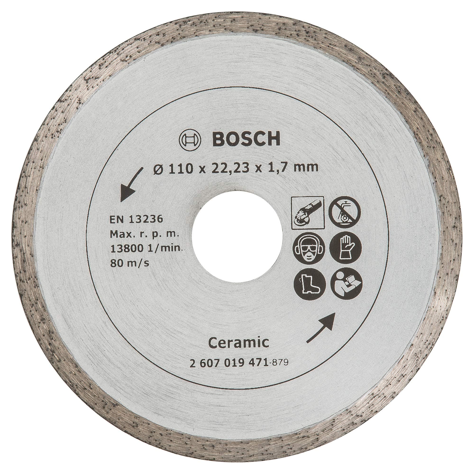 Home and Garden 2607019471 Diamond Cutting disc for Tiles, Diameter 110 mm, Metallic, Silver
