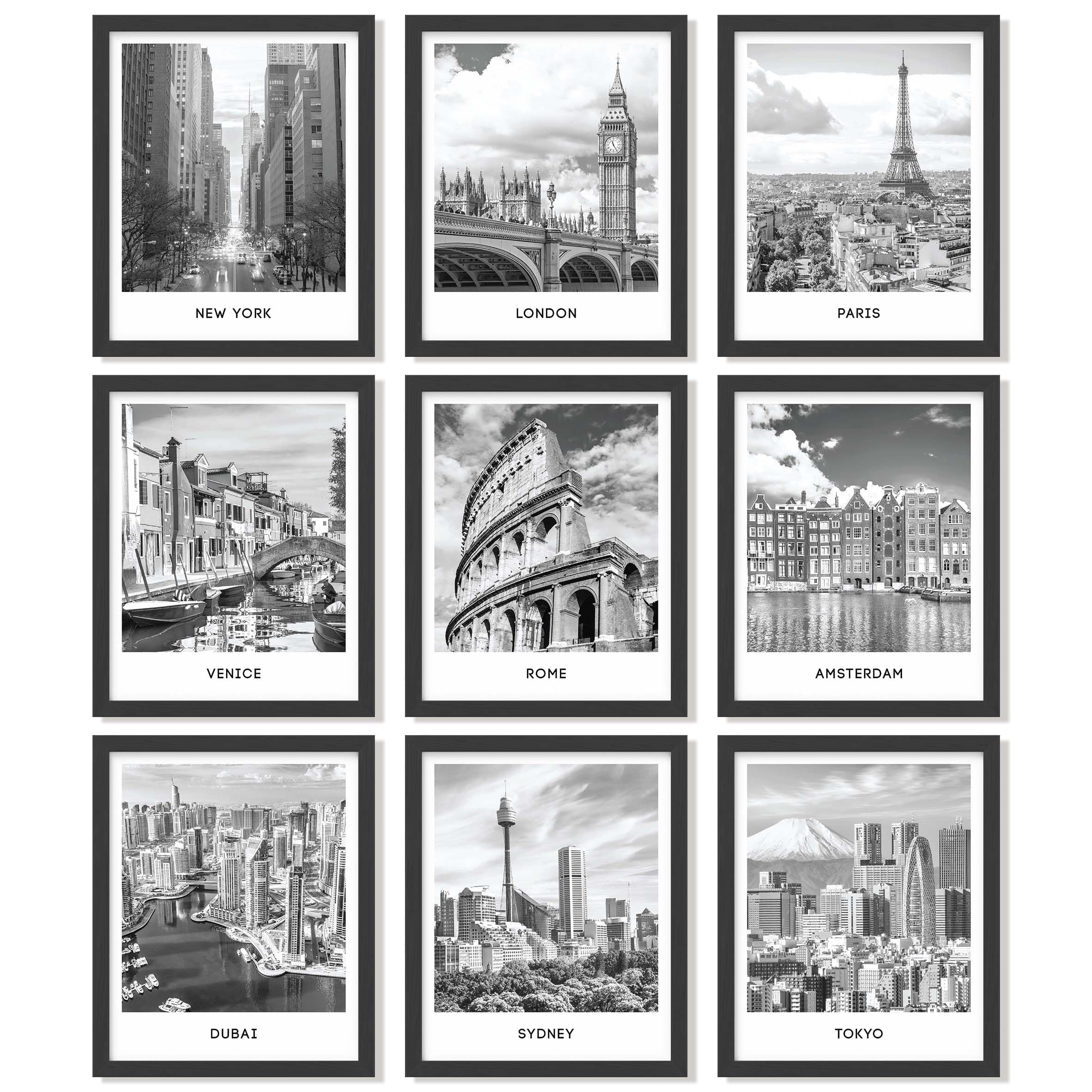 97 Decor Black White City Wall Art Print - Cityscape Pictures, Famous Architecture Landscape Artwork Wall Decor, European Buildings Poster, New York Skyline Photo (8x10 UNFRAMED)