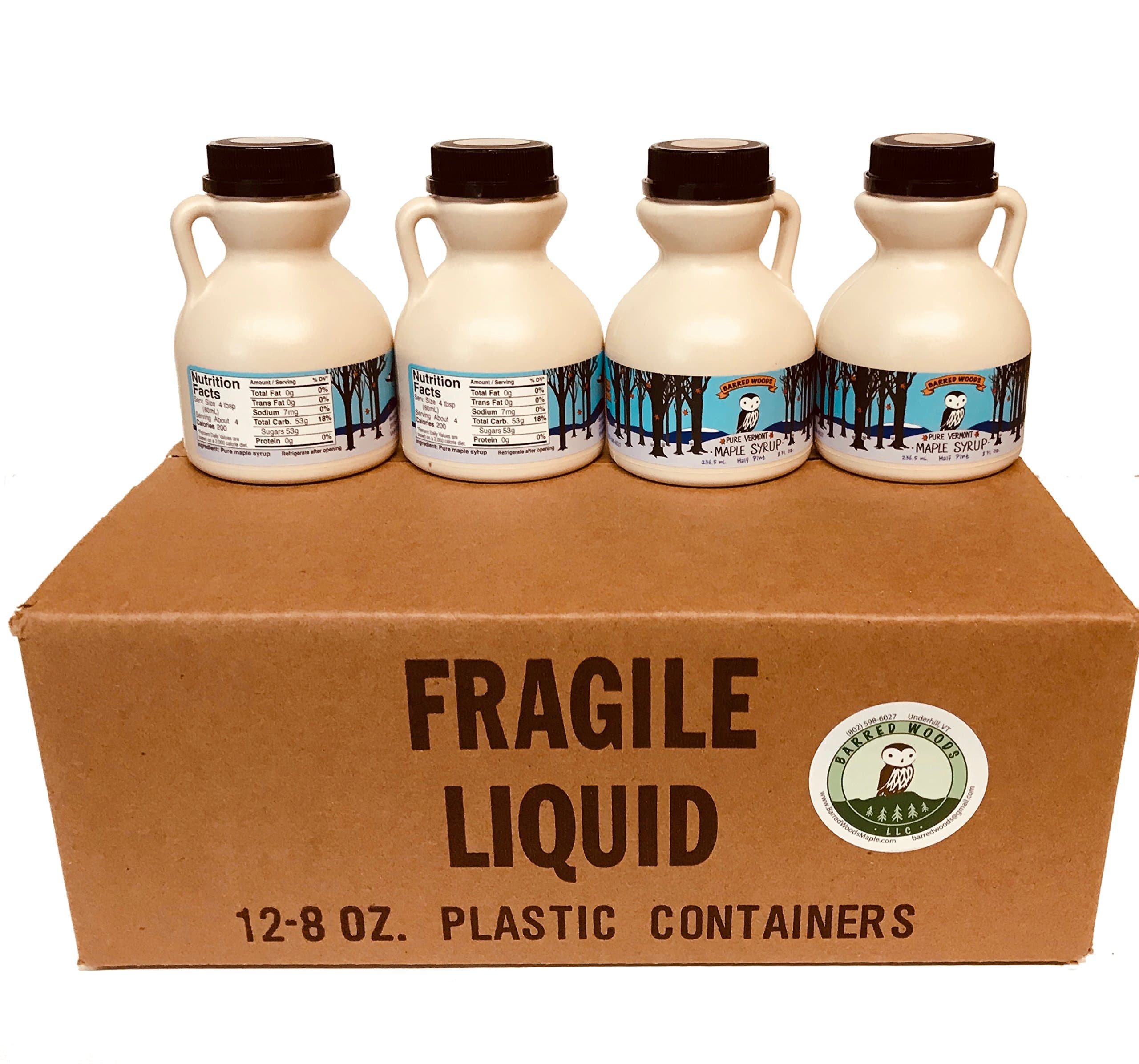 Wedding Favors, Party Favors, Holiday Gifts. Case of 12 Half-Pint Jugs of Pure Vermont Maple Syrup