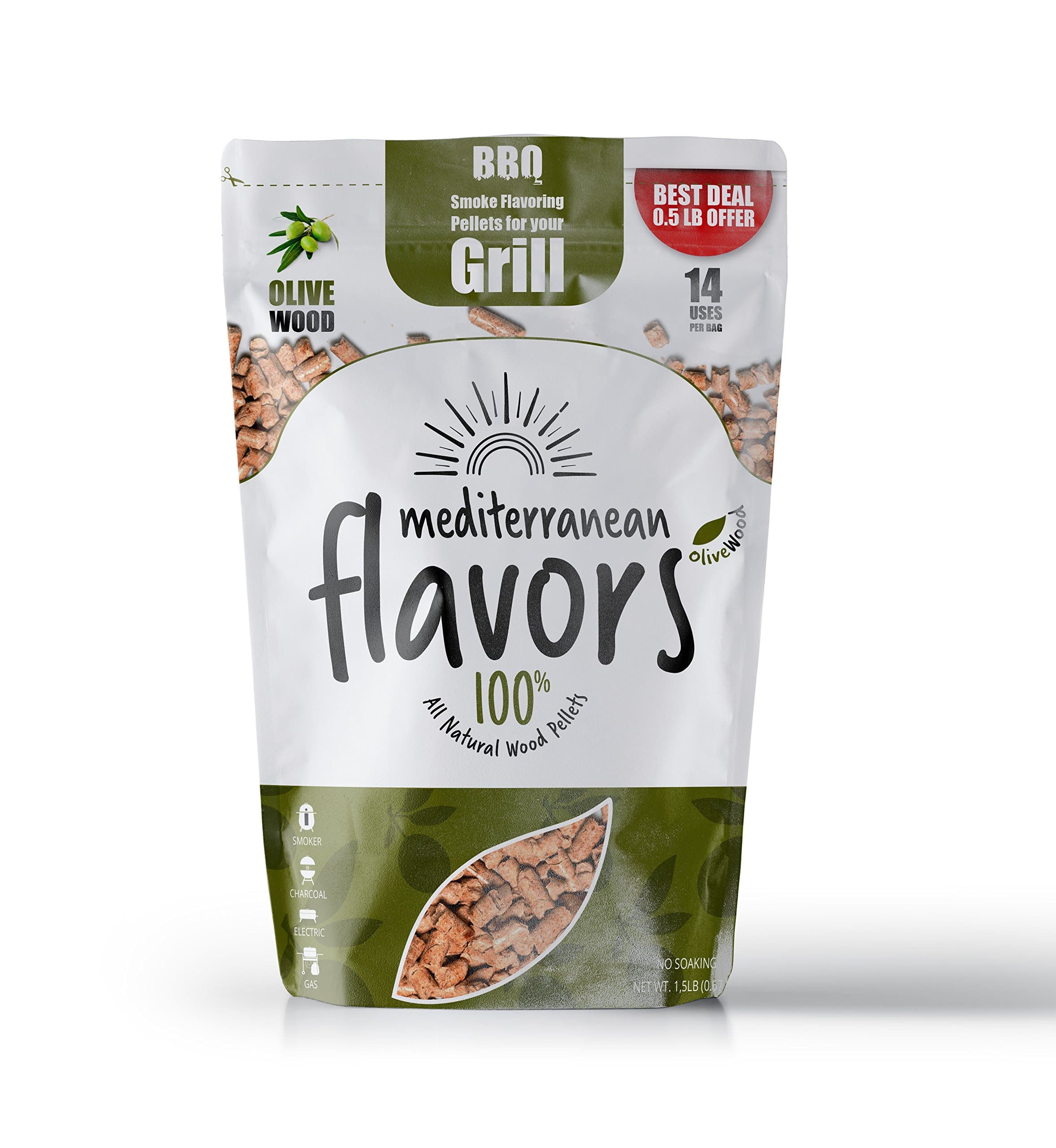 Mediterranean Flavors Smoke Flavoring Pellets for BBQ - Olive Wood - 1,5LB (675g) - 2018