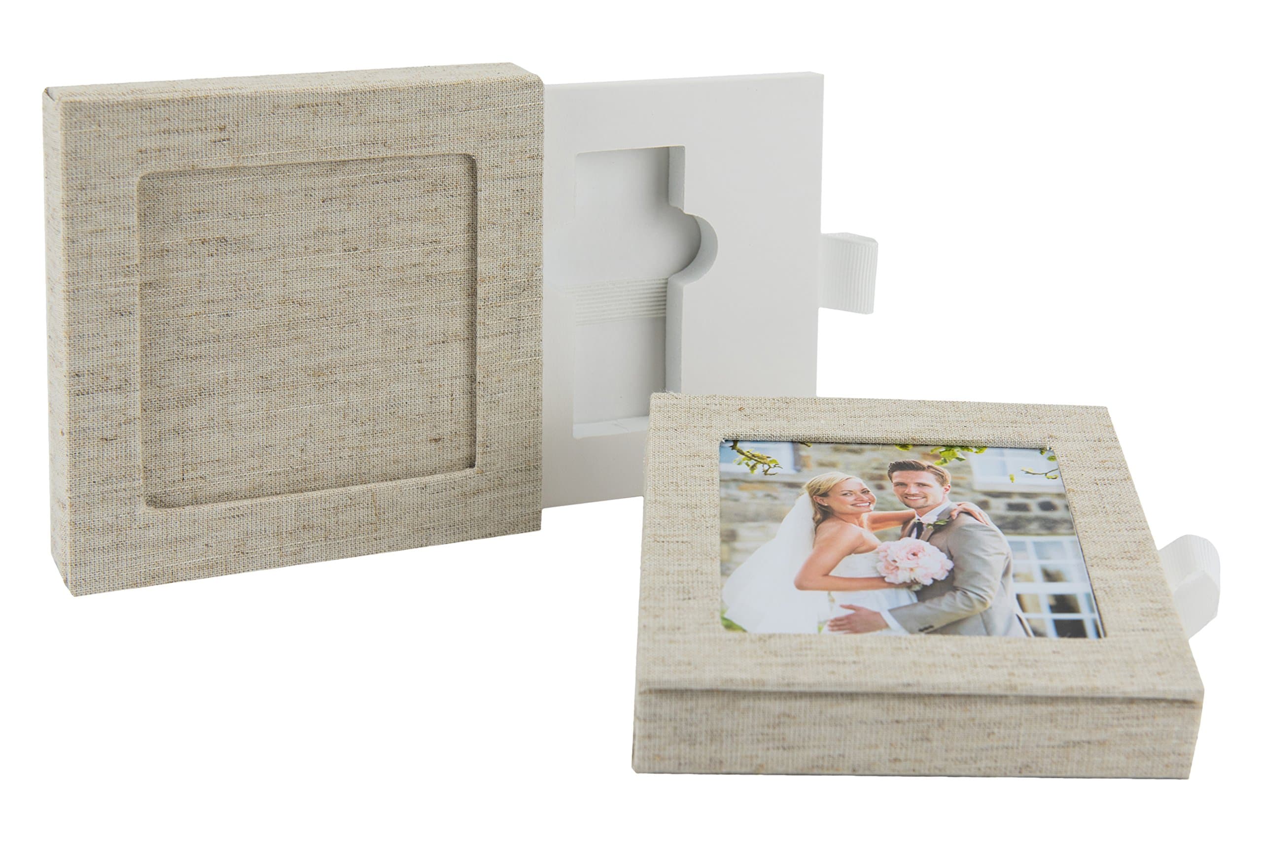 Elegantdisk Hinged Linen Slipcase USB Storage Case, 11 x 11 x 2 cm