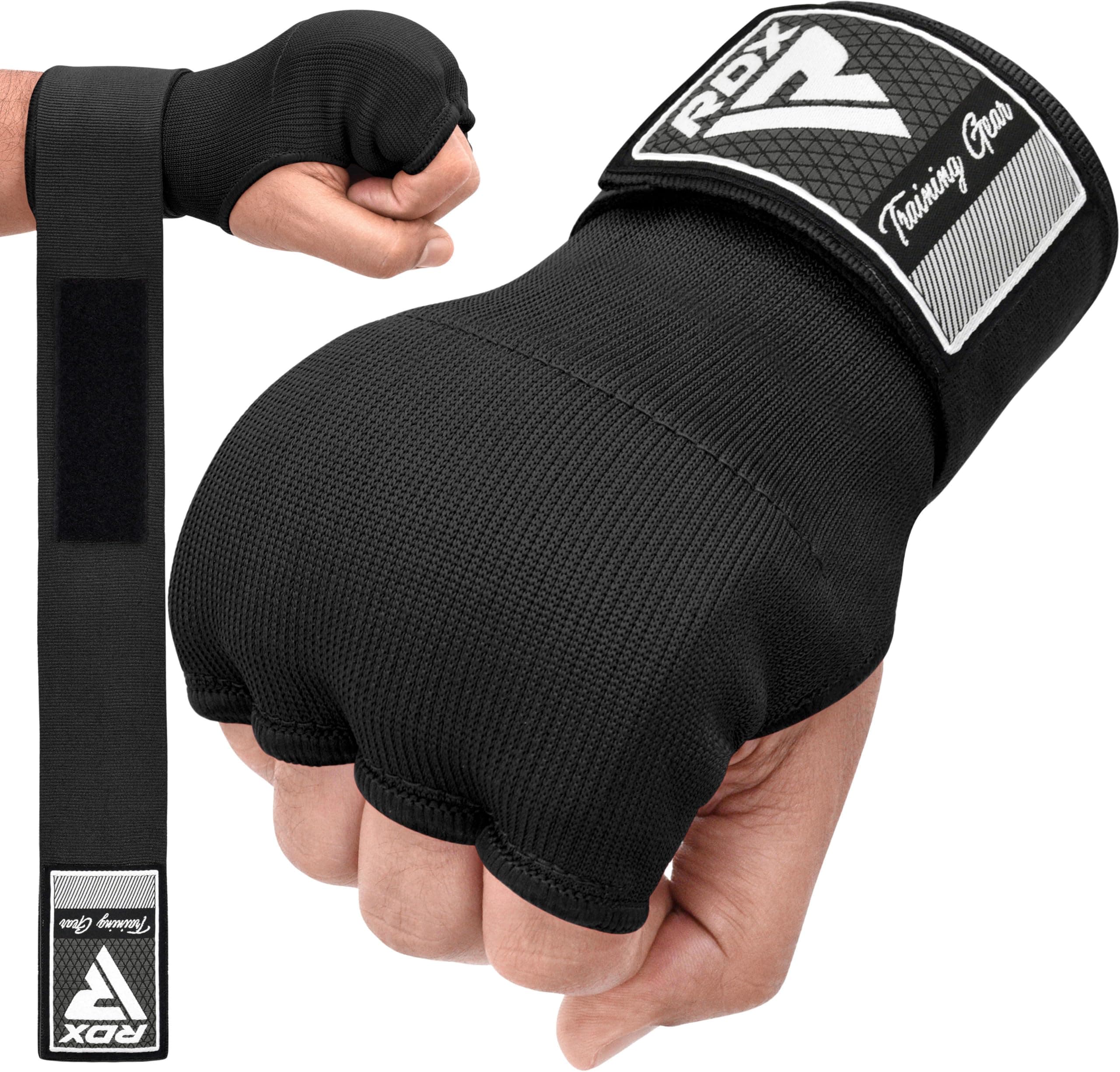 RDX Boxing Hand Wraps Gel Inner Gloves, Quick 100cm Long Wrist Straps, Elasticated, Padded Fist Hand Protection, Muay Thai MMA Martial Arts Punching Speed Bag Training Bandages